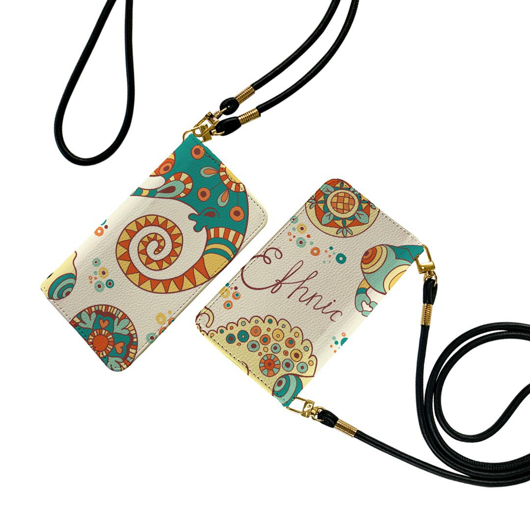 Galaxy A51 5G SC-54A ギャラクシー ストラップ付き sc54a ケース ショルダー スマホ 落下防止 手帳型 マグネット式 ピタッと閉まる スマホカバー 肩掛け 斜めかけ 005375 イラスト カラフル カメレオン