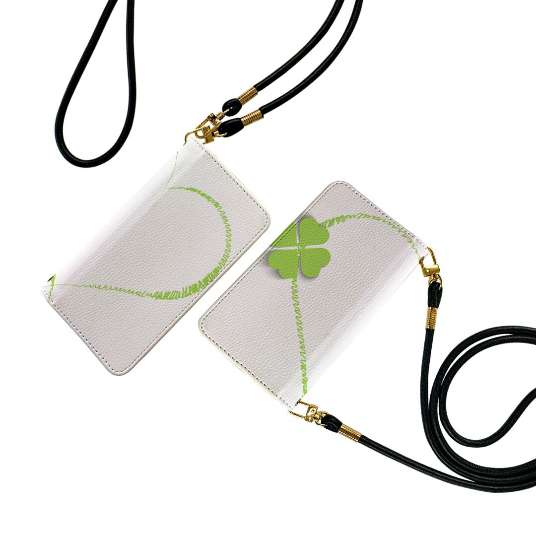 Google Pixel 9 / Pixel 9 pro 共通対応 6.3インチ 手帳型 ケース カバー pixel9 対応 ストラップ付き ショルダー スマホ 落下防止 マグネット式 ピタッと閉まる スマホカバー 肩掛け 斜めかけ 005483 クローバー　ハート(2)