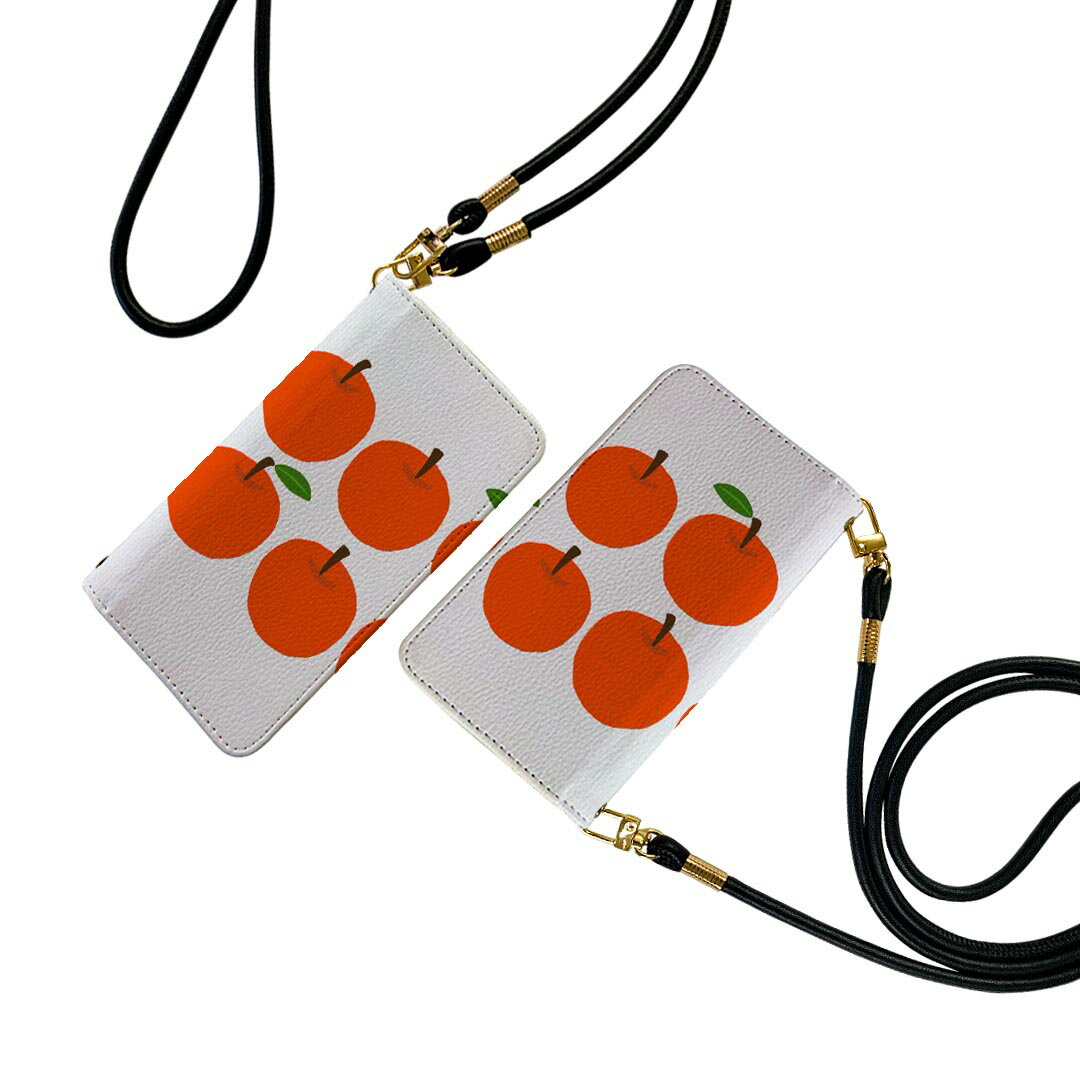 iPhone16pro 6.3インチ 専用 各キャリア iPhone 16 pro 共通対応 手帳型 ケース カバー iphone16 対応 ストラップ付き ケース ショルダー スマホ 落下防止 マグネット式 ピタッと閉まる スマホカバー 肩掛け 斜めかけ 005855 りんご　林檎　イラスト