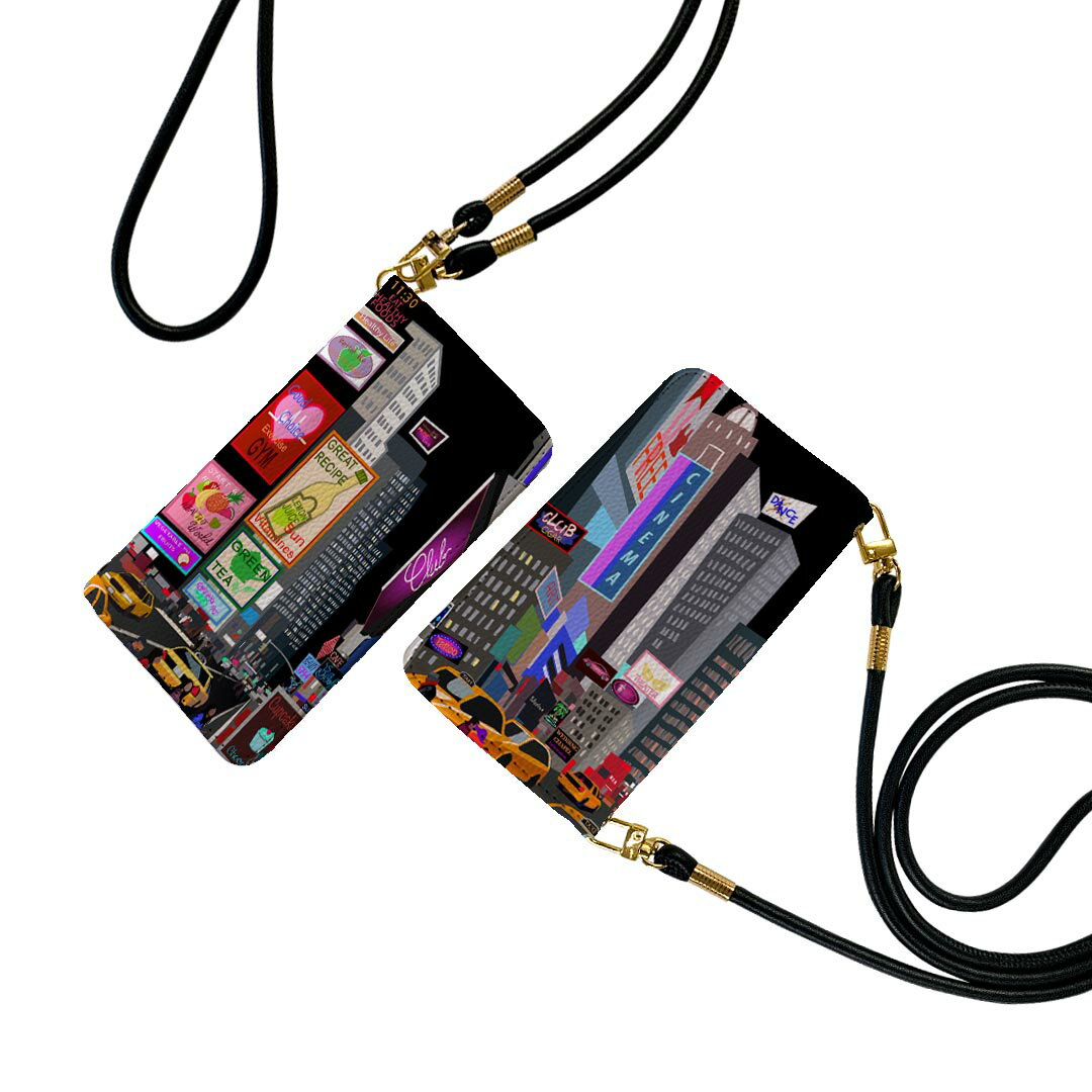 乐天商城 - SC-02L Galaxy Feel2 ギャラクシー フィールツー ストラップ付き sc02l ケース ショルダー スマホ 落下防止 手帳型 マグネット式 ピタッと閉まる スマホカバー 肩掛け 斜めかけ 006043 イラスト　建物　街