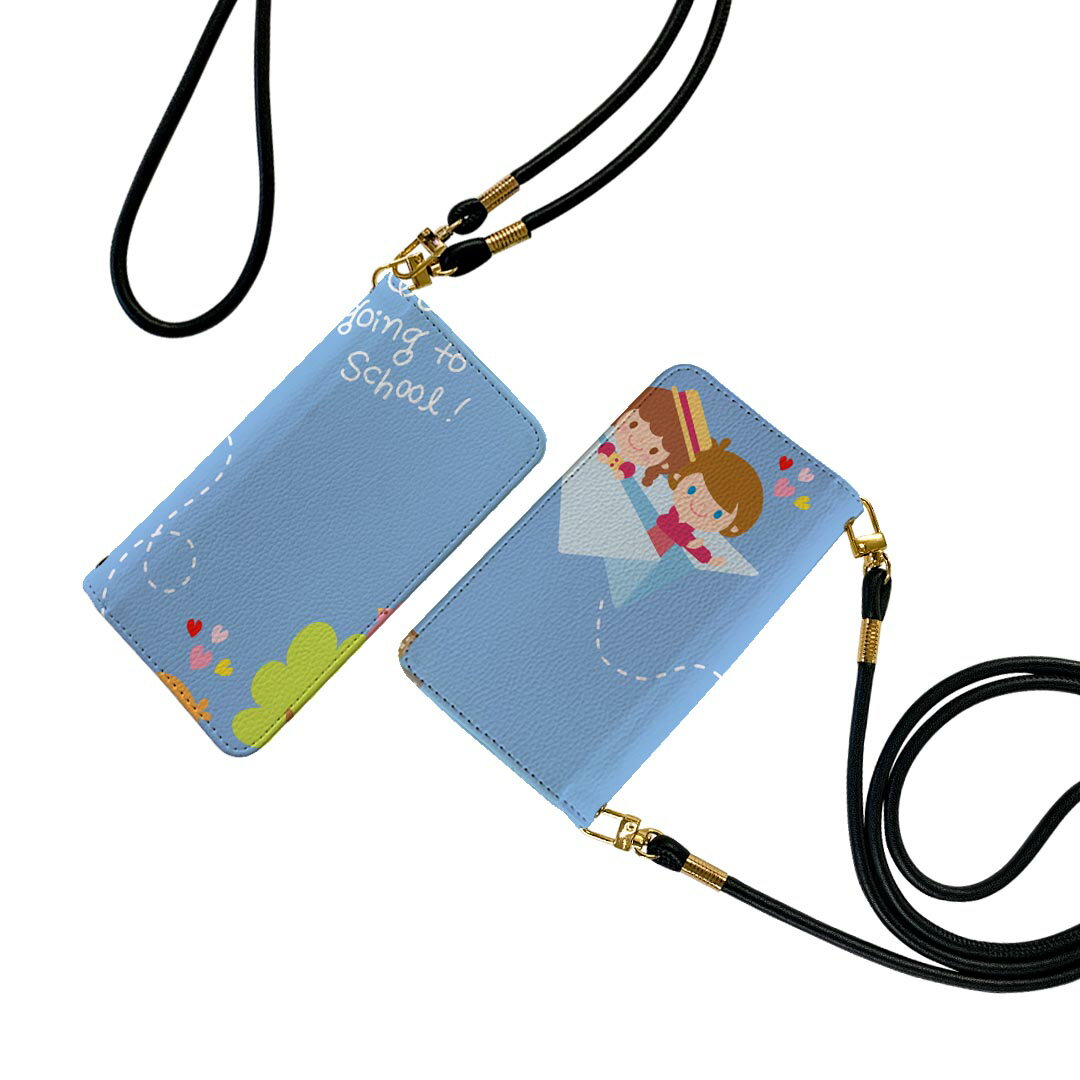 Disney Mobile on docomo DM-01K ストラップ付き dm01k ケース ショルダー スマホ 落下防止 手帳型 マグネット式 ピタッと閉まる スマホカバー 肩掛け 斜めかけ 006288 キャラクター　イラスト