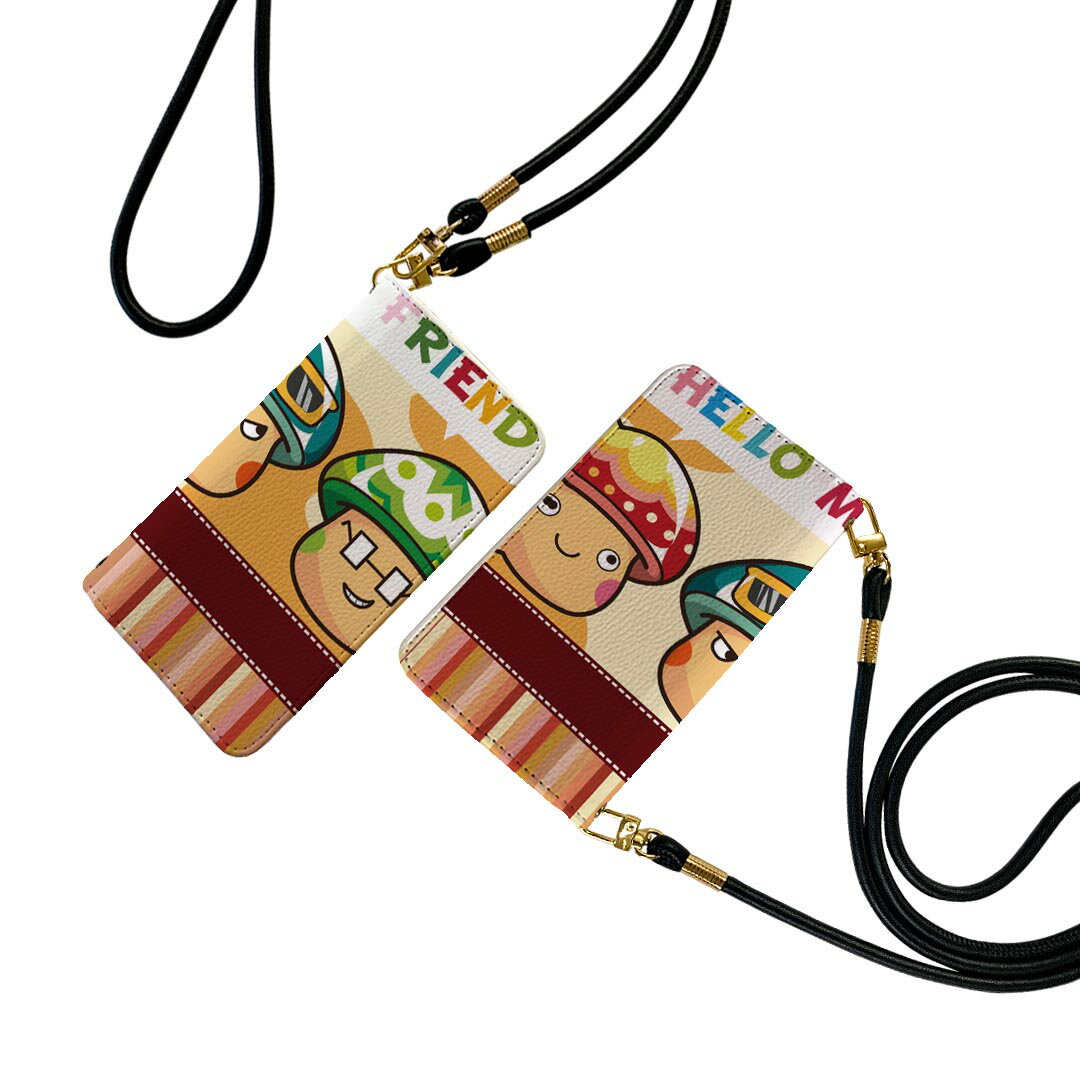 Galaxy S24 Ultra 用 手帳型 ケース SC-52E / SCG26 (SM-S928) 各キャリア 共通対応 ストラップ付き ケース ショルダー スマホ 落下防止 手帳型 マグネット式 ピタッと閉まる スマホカバー 肩掛け 斜めかけ 006696 きのこ　キャラクター