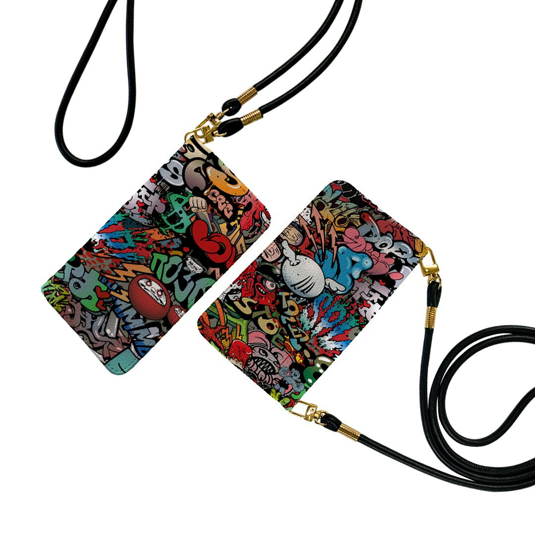 arrows N F-51C 用 手帳型 ケース カバー F-51C 対応 ケース ストラップ付き ケース ショルダー スマホ 落下防止 手帳型 マグネット式 ピタッと閉まる スマホカバー 肩掛け 斜めかけ 006746 英語　イラスト　文字