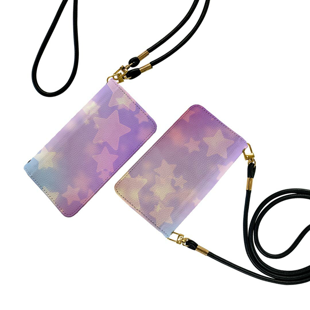 Galaxy A51 5G SCG07 ギャラクシー ストラップ付き scg07 ケース ショルダー スマホ 落下防止 手帳型 マグネット式 ピタッと閉まる スマホカバー 肩掛け 斜めかけ 006978 星　模様　スター