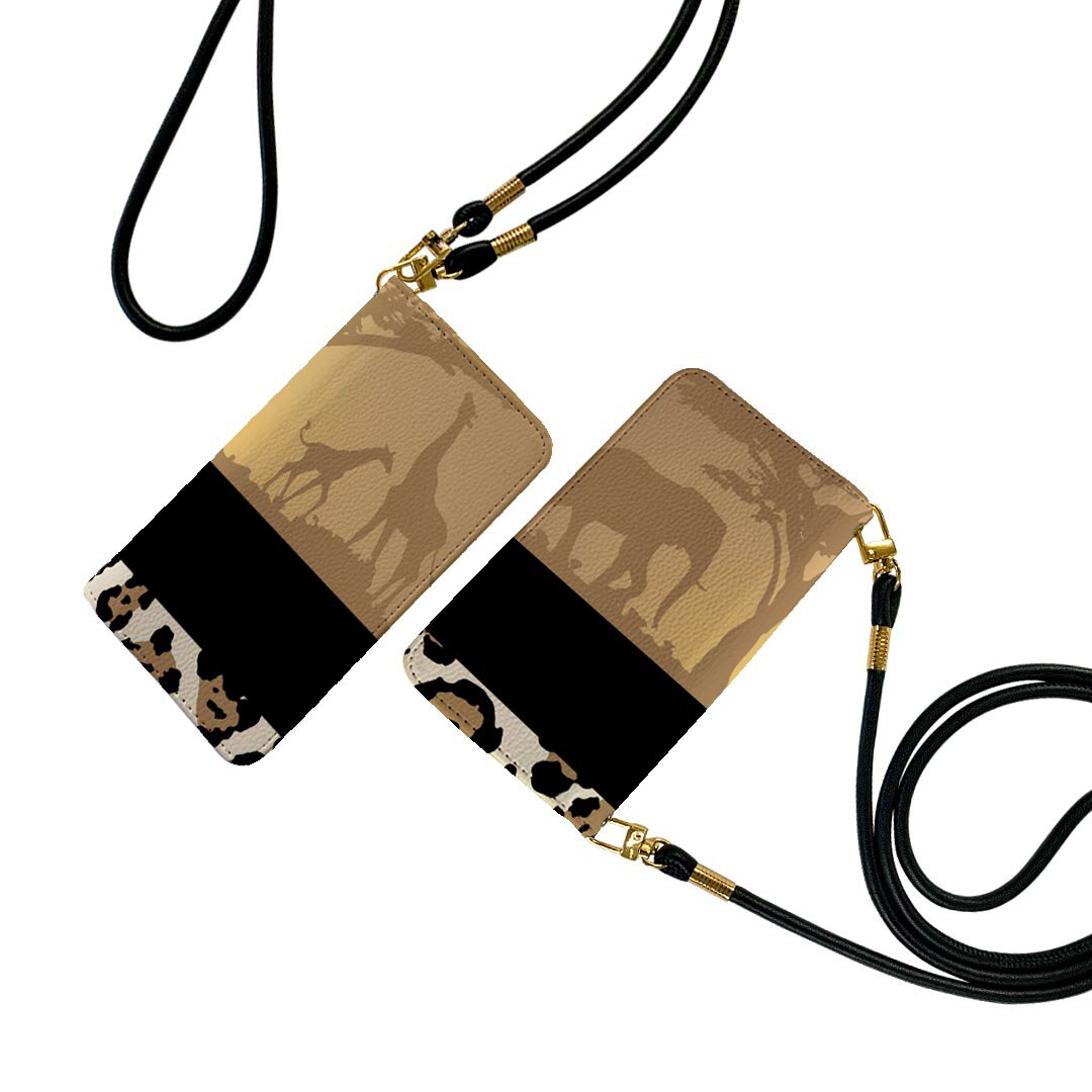 arrows N F-51C 用 手帳型 ケース カバー F-51C 対応 ケース ストラップ付き ケース ショルダー スマホ 落下防止 手帳型 マグネット式 ピタッと閉まる スマホカバー 肩掛け 斜めかけ 007068 動物　ヒョウ柄