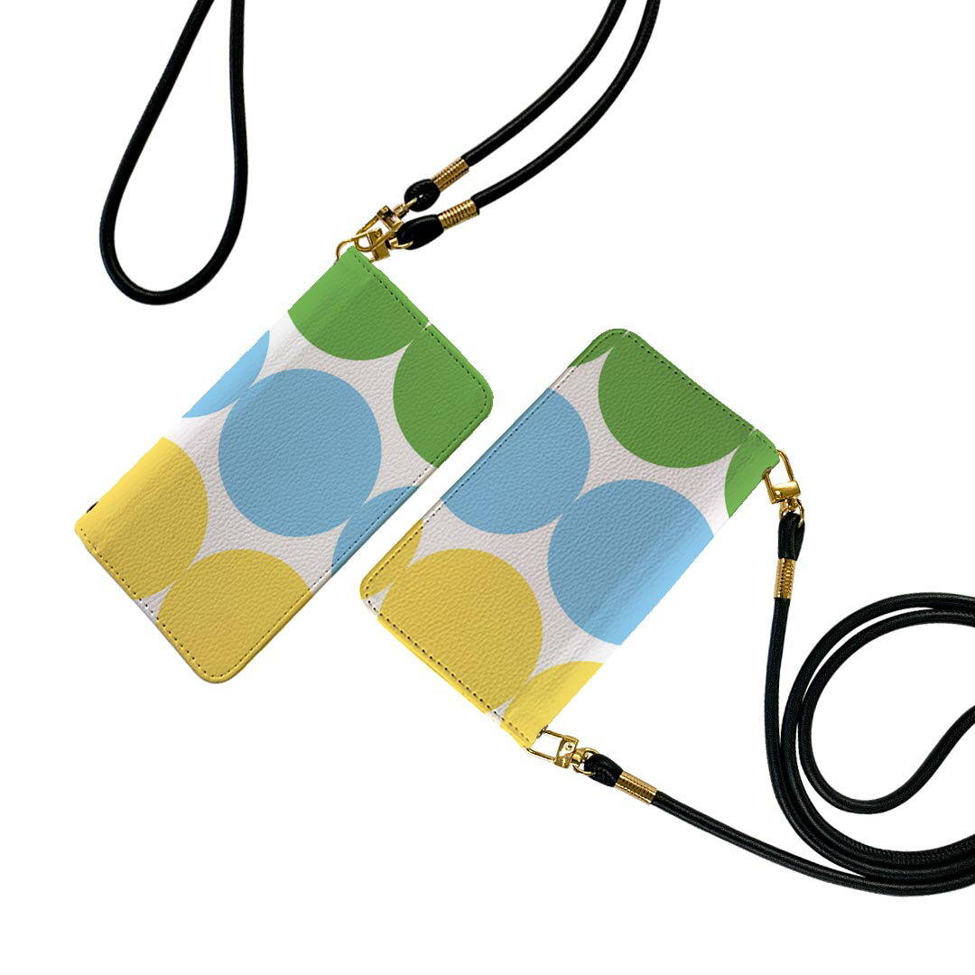 AQUOS sense6 SH-54B SHG05 ストラップ付き sh54b ケース ショルダー スマホ 落下防止 手帳型 マグネット式 ピタッと閉まる スマホカバー 肩掛け 斜めかけ 007084 水玉　模様のサムネイル