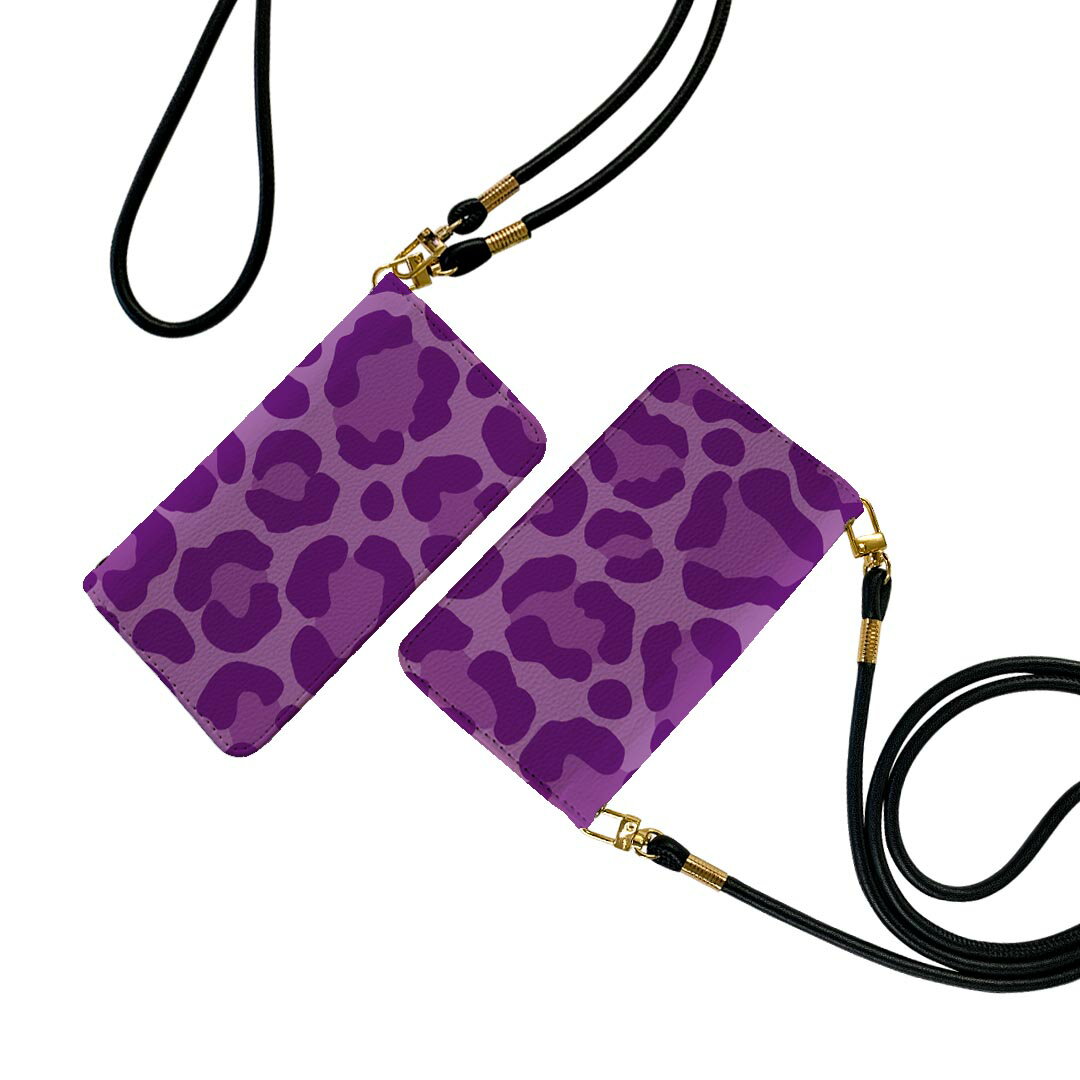 iPhone13 6.1インチ 専用 各キャリア ストラップ付き iphone 13 ケース ショルダー スマホ 落下防止 手帳型 マグネット式 ピタッと閉まる スマホカバー 肩掛け 斜めかけ 007108 ヒョウ柄　模様