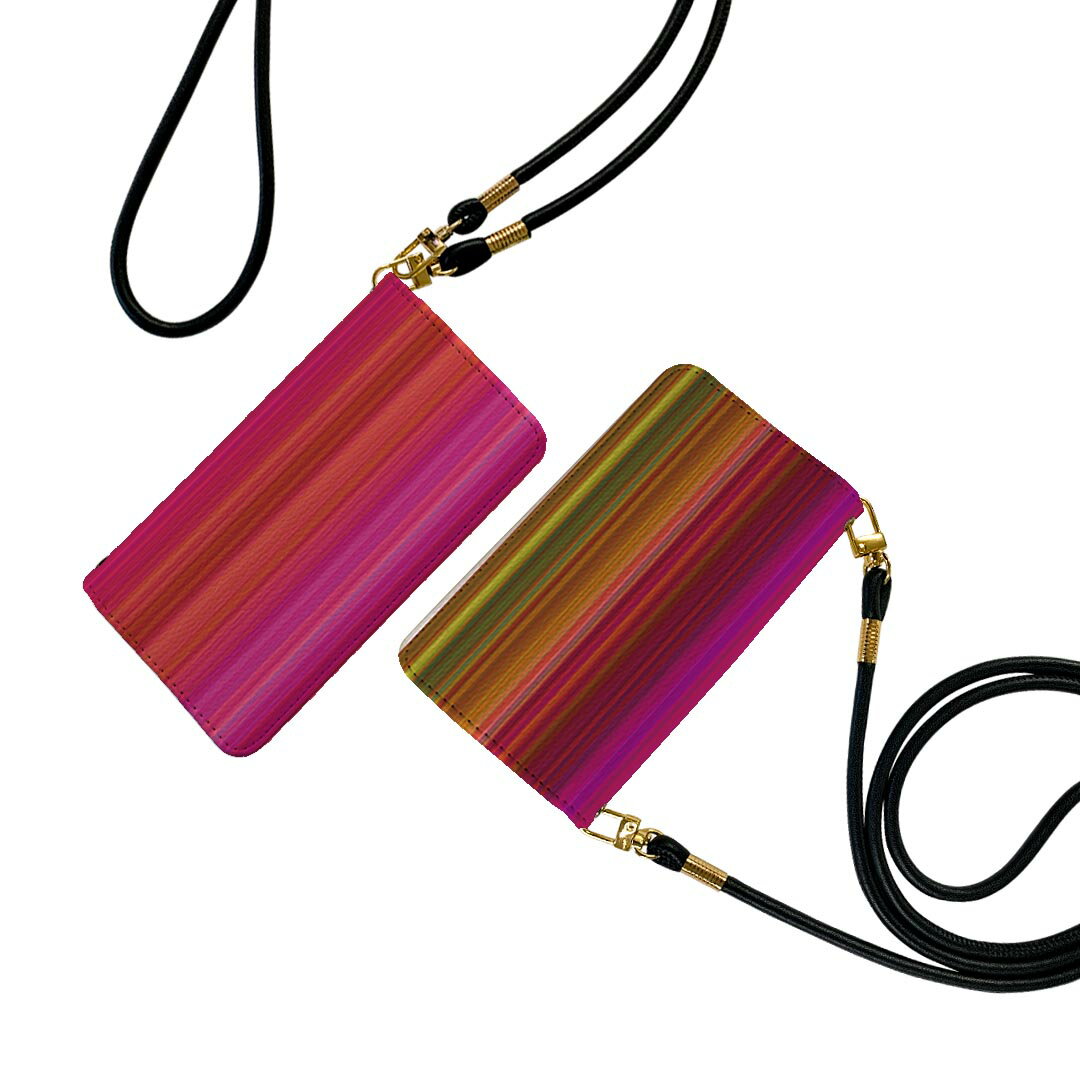 SOV41 Xperia 5 エクスぺリア ファイブ xperia5 sov41 ストラップ付き ケース ショルダー スマホ 落下防止 手帳型 マグネット式 ピタッと閉まる スマホカバー 肩掛け 斜めかけ 007235 レインボー　ストライプ