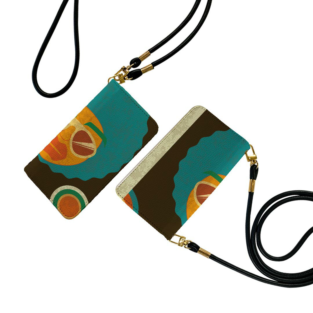 SO-04K Xperia XZ2 Premium so04k ケース ショルダー スマホ 落下防止 手帳型 マグネット式 ピタッと閉まる スマホカバー 肩掛け 斜めかけ 007372 アフロ　人物　イラスト(2.0)