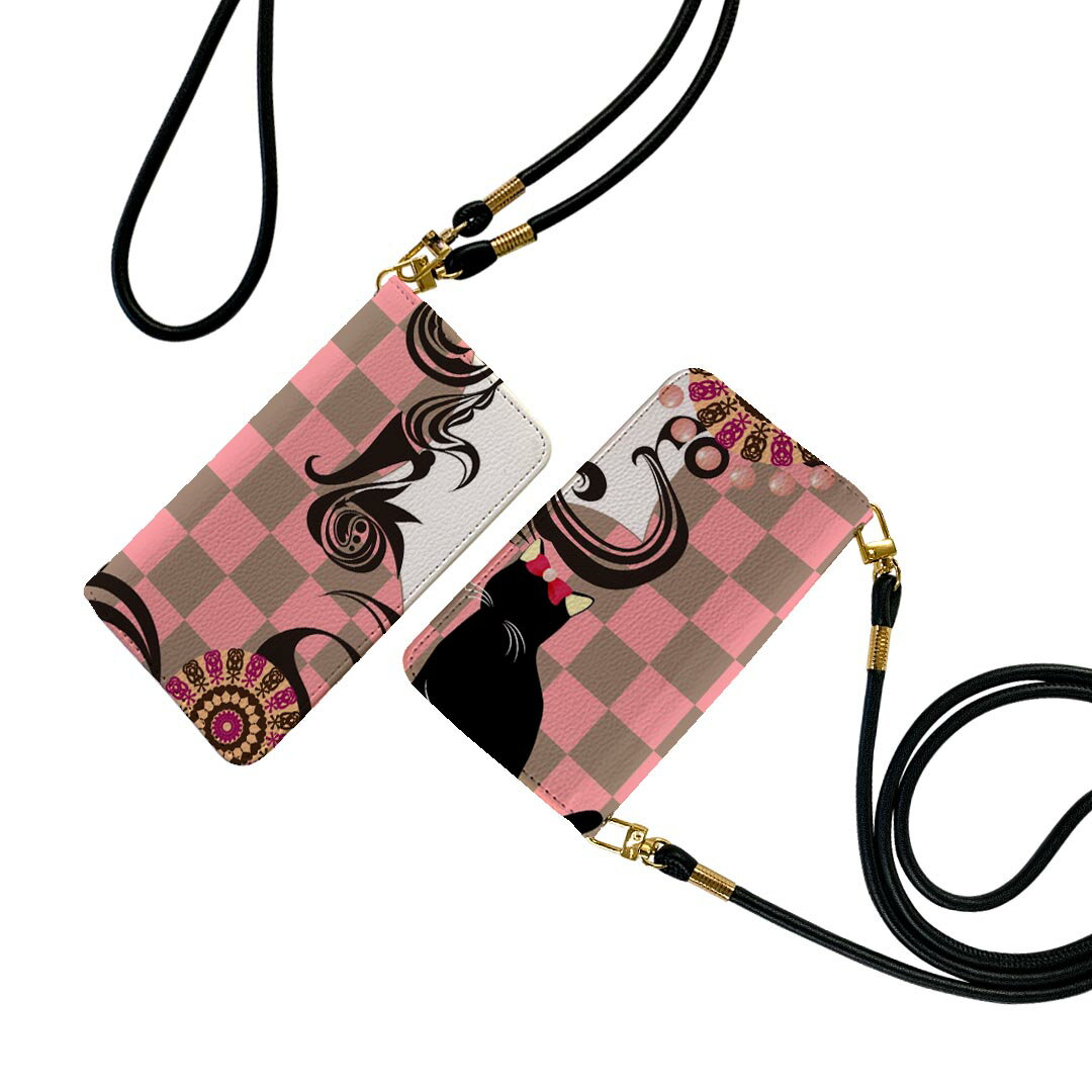 商品特徴・ショルダー付き手帳型スマホケース・シームレスな全面デザイン（内側は落ち着いたオフホワイト）・外側は高品質の人工革を使用・内側にはスマホを装着するケースが付属・機種専用のカメラホール仕様でケースを装着したままの撮影が可能・ワンセグや...