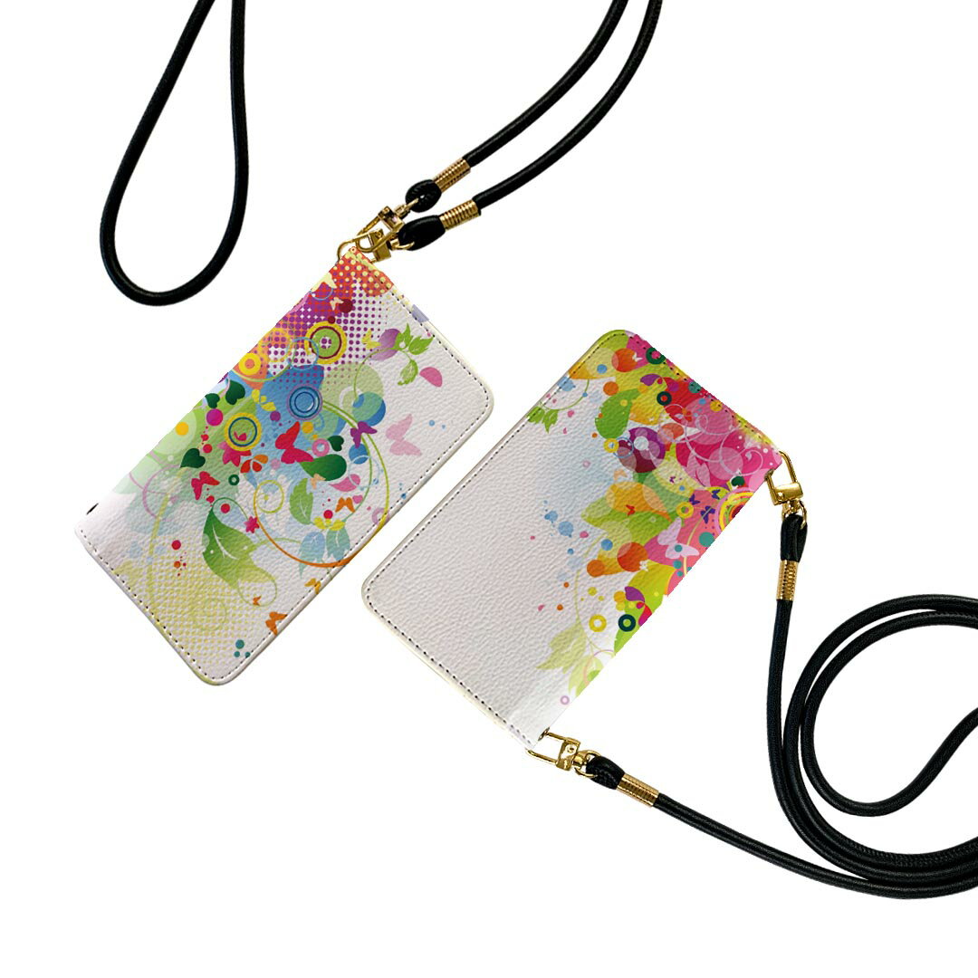 商品特徴・ショルダー付き手帳型スマホケース・シームレスな全面デザイン（内側は落ち着いたオフホワイト）・外側は高品質の人工革を使用・内側にはスマホを装着するケースが付属・機種専用のカメラホール仕様でケースを装着したままの撮影が可能・ワンセグや...