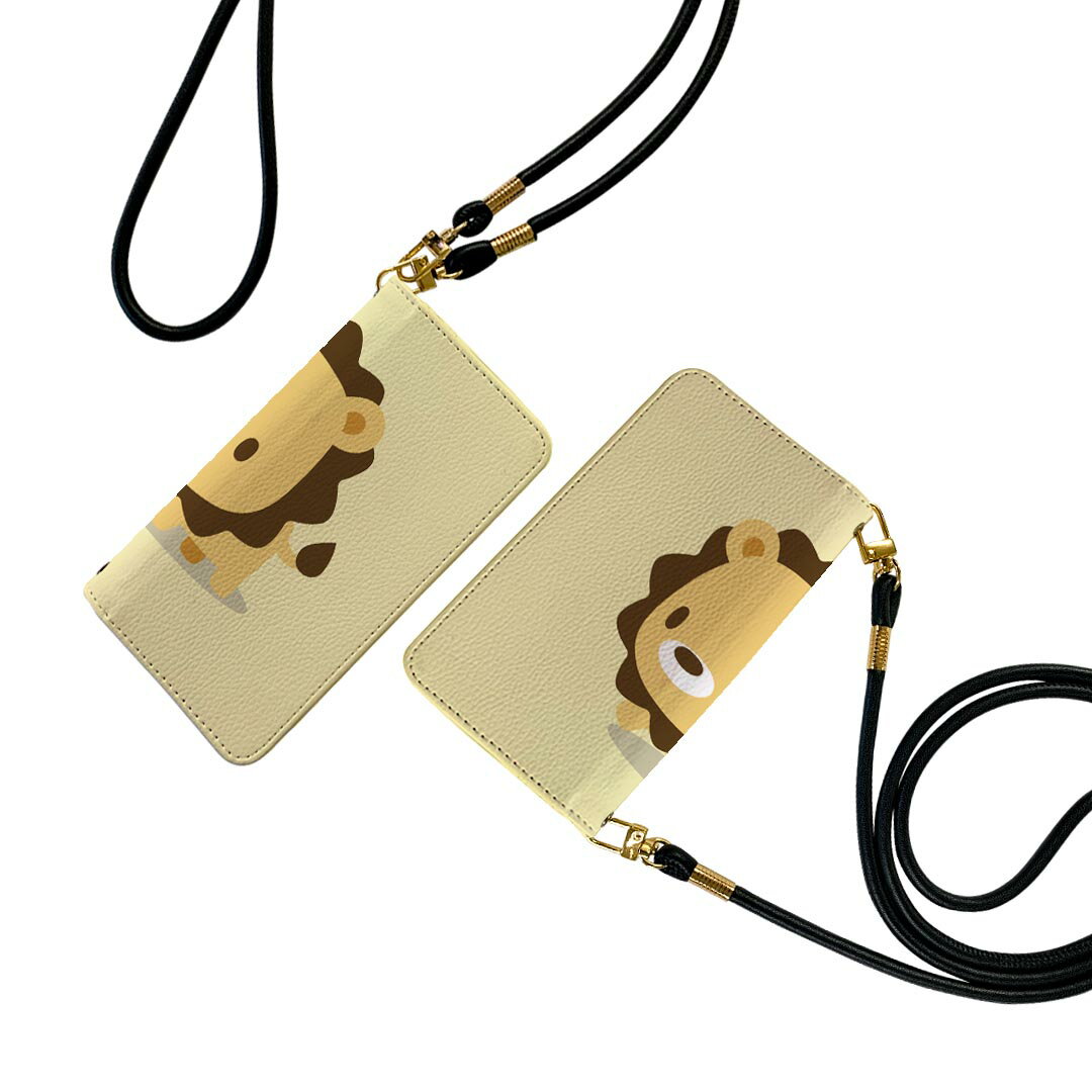 AQUOS R8 Pro 用 手帳型 ケース カバー SH-51D / A301SH 各キャリア 共通対応 ケース ストラップ付き ケース ショルダー スマホ 落下防止 手帳型 sh51d マグネット式 ピタッと閉まる スマホカバー 肩掛け 斜めかけ 007853 ライオン らいおん イラスト キャラクター