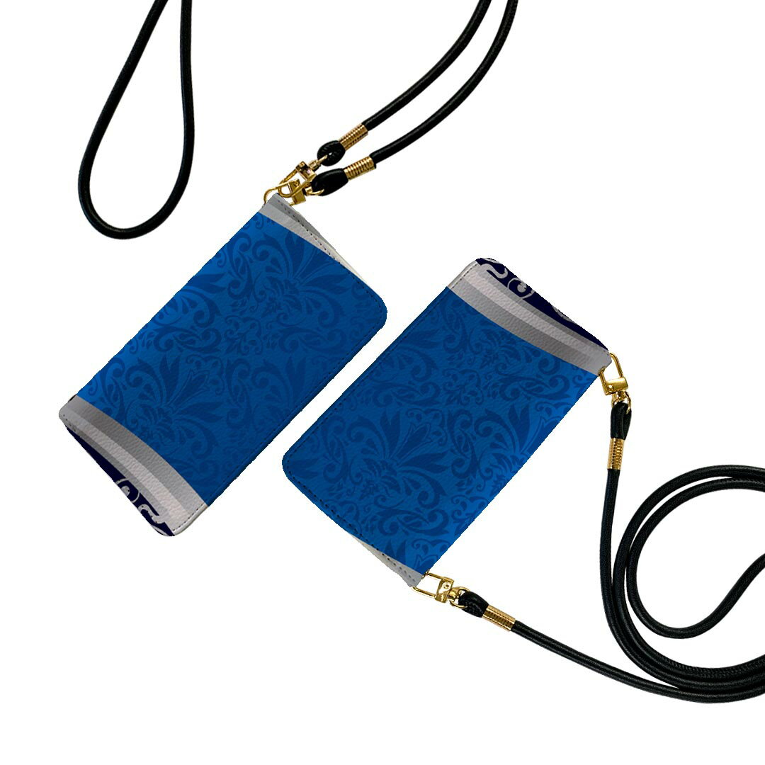 Galaxy S20 Plus 5G 専用 ケース SC-52A ストラップ付き sc52a ショルダー スマホ 落下防止 手帳型 マグネット式 ピタッと閉まる スマホカバー 肩掛け 斜めかけ 007862 青　ブルー　模様(2.0)