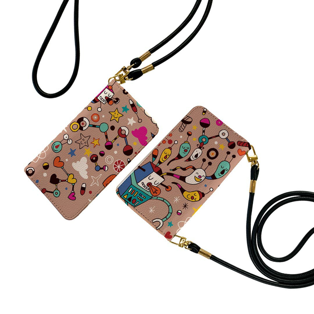 Google Pixel 8a 用 手帳型 ケース カバー ピクセル8a pixel8a 対応 ケース ストラップ付き ケース ショルダー スマホ 落下防止 手帳型 sh52d マグネット式 ピタッと閉まる スマホカバー 肩掛け 斜めかけ 008079 ロボット イラスト キャラクター カラフル