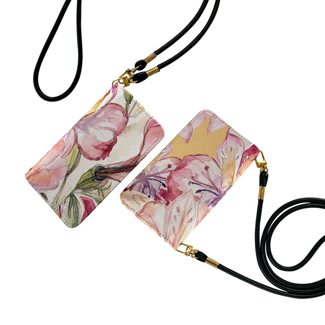 商品特徴・ショルダー付き手帳型スマホケース・シームレスな全面デザイン（内側は落ち着いたオフホワイト）・外側は高品質の人工革を使用・内側にはスマホを装着するケースが付属・機種専用のカメラホール仕様でケースを装着したままの撮影が可能・ワンセグや...