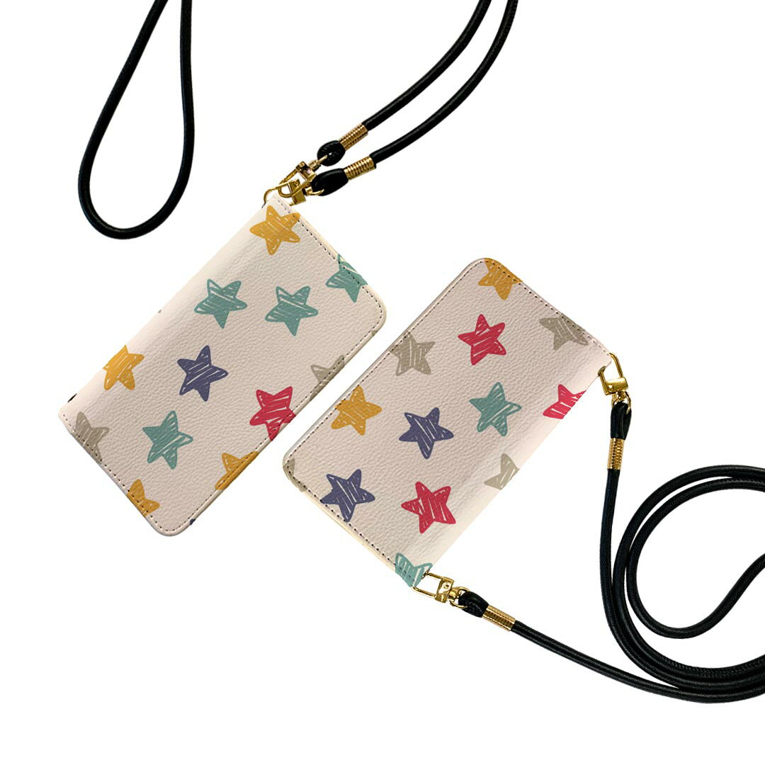 商品特徴・ショルダー付き手帳型スマホケース・シームレスな全面デザイン（内側は落ち着いたオフホワイト）・外側は高品質の人工革を使用・内側にはスマホを装着するケースが付属・機種専用のカメラホール仕様でケースを装着したままの撮影が可能・ワンセグや...