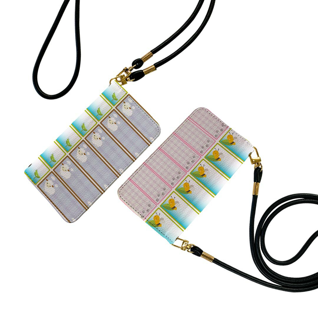 AQUOS R6 SH-51B アクオス ストラップ付き sh51b ケース ショルダー スマホ 落下防止 手帳型 マグネット式 ピタッと閉まる スマホカバー 肩掛け 斜めかけ 009208 動物　ひつじ　チェック