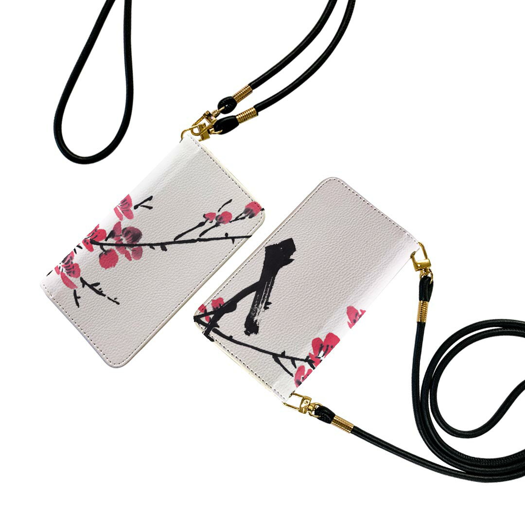 iPhone14pro 6.1インチ 専用 各キャリア iPhone14 Pro プロ 共通対応 ケース ショルダー スマホ 落下防止 手帳型 マグネット式 ピタッと閉まる スマホカバー 肩掛け 斜めかけ 009339 和風　和柄