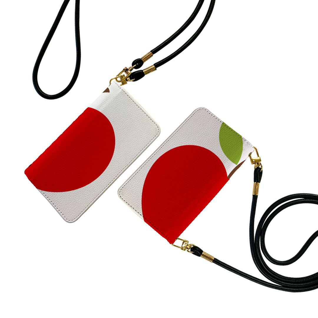 Xperia XZ SO-01J エクスペリア XZ so01j ストラップ付き ケース ショルダー スマホ 落下防止 手帳型 マグネット式 ピタッと閉まる スマホカバー 肩掛け 斜めかけ 009346 果物　りんご　赤