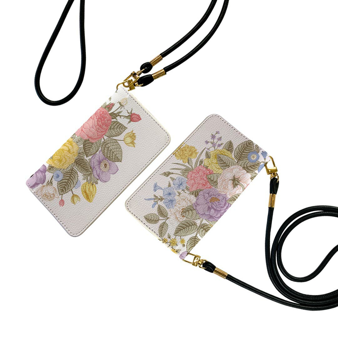 Mobile Phone Cases - iPhone14 plus 6.7 インチ 専用 各キャリア iPhone14plus プラス 共通対応 ストラップ付き ケース ショルダー スマホ 落下防止 手帳型 マグネット式 ピタッと閉まる スマホカバー 肩掛け 斜めかけ 009378 　花　カラフル