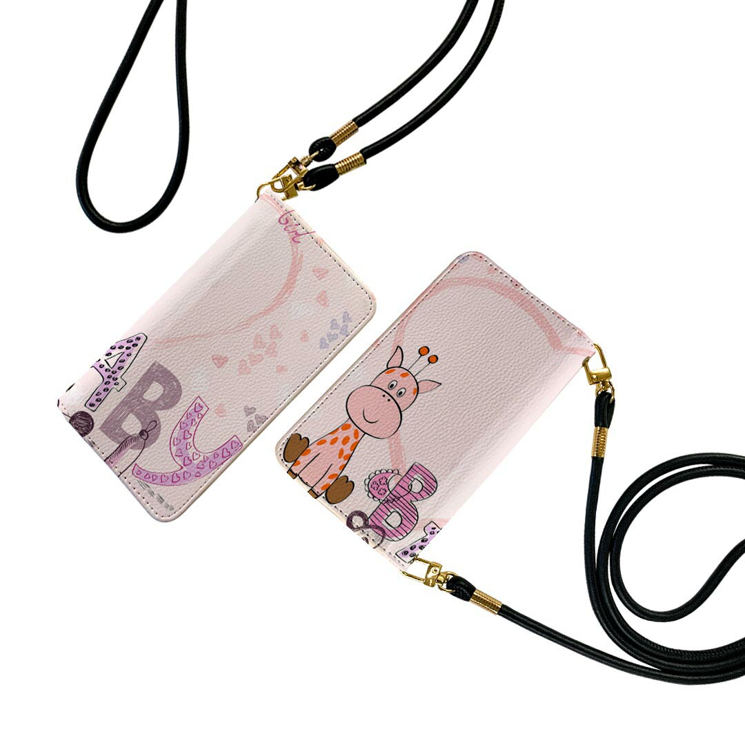 LGV33 Qua phone PX キュア フォン lgv33 ストラップ付き ケース ショルダー スマホ 落下防止 手帳型 マグネット式 ピタッと閉まる スマホカバー 肩掛け 斜めかけ 009531 動物　英語　キャラクター