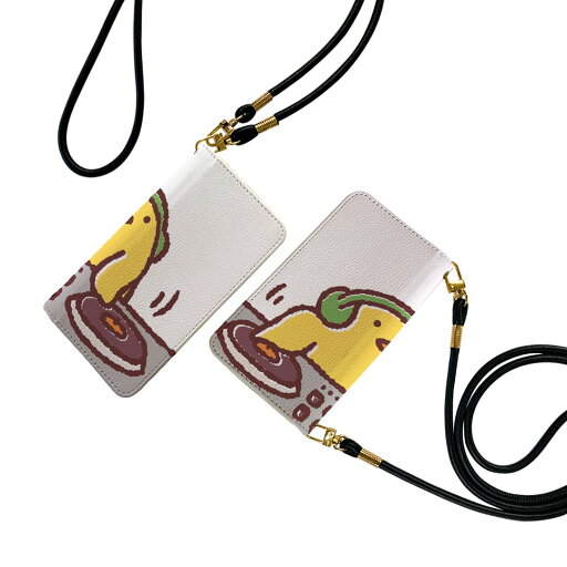 LGV33 Qua phone PX キュア フォン lgv33 ストラップ付き ケース ショルダー スマホ 落下防止 手帳型 マグネット式 ピタッと閉まる スマホカバー 肩掛け 斜めかけ 009561 鳥 ひよこ キャラクター