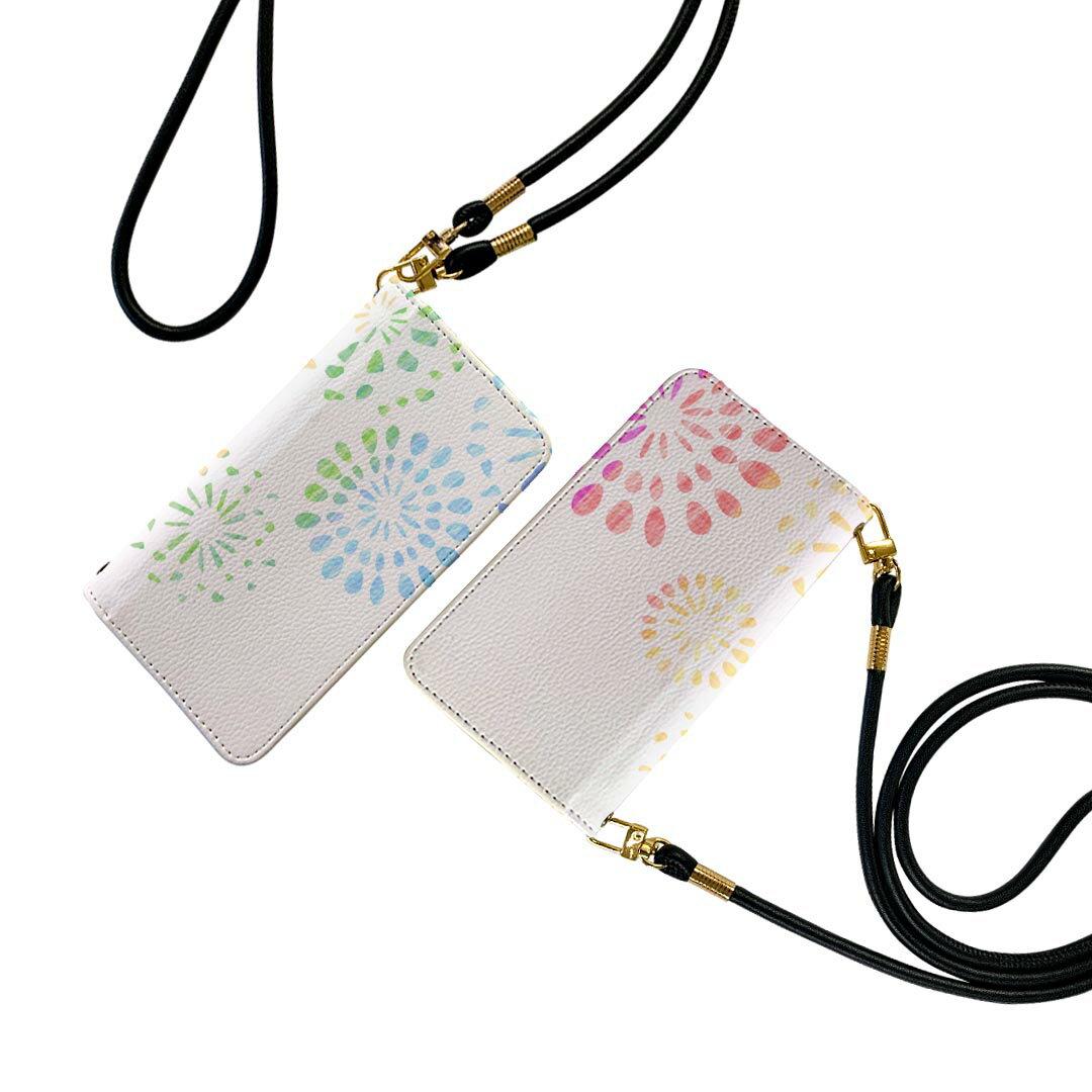 Pixel 3XL Google pixel3xl グーグル ピクセル3XL ストラップ付き ケース ショルダー スマホ 落下防止 手帳型 マグネット式 ピタッと閉まる スマホカバー 肩掛け 斜めかけ 009639 花火 カラフル シンプル