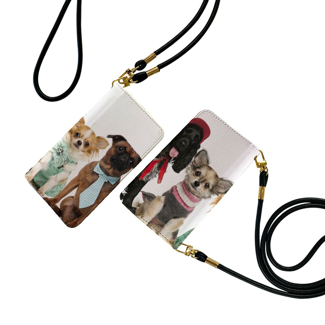 Mobile Phone Cases - iPhone7plus / iPhone8plus / iPhone6plus / iPhone6splus 用 手帳型ケース ストラップ付き ショルダー スマホ 落下防止 手帳型 マグネット式 ピタッと閉まる スマホカバー 肩掛け 斜めかけ 009810 動物　犬　写真