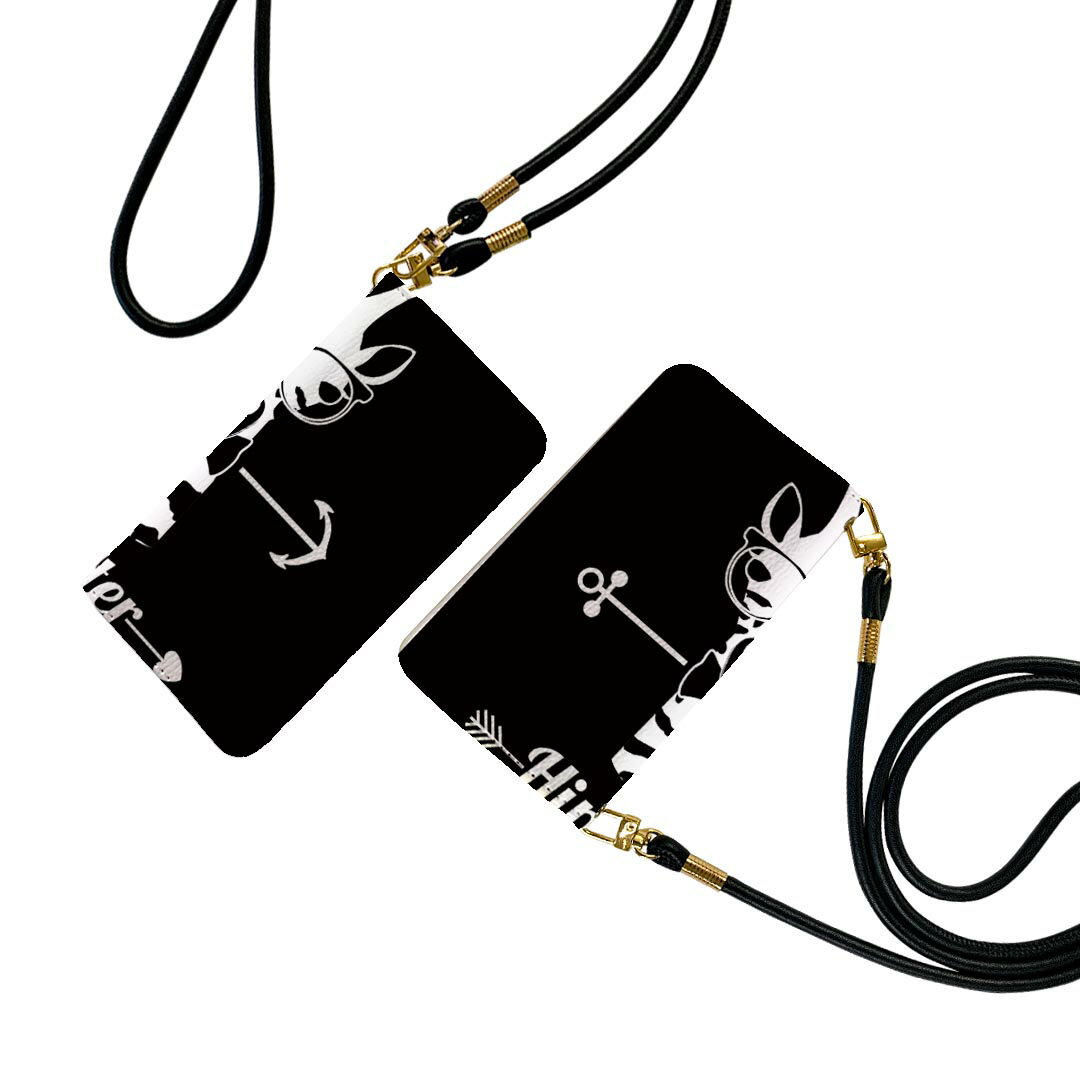 らくらくスマートフォン F-52B ストラップ付き f52b ケース ショルダー スマホ 落下防止 手帳型 マグネット式 ピタッと閉まる スマホカバー 肩掛け 斜めかけ 010202 動物　キリン　英語