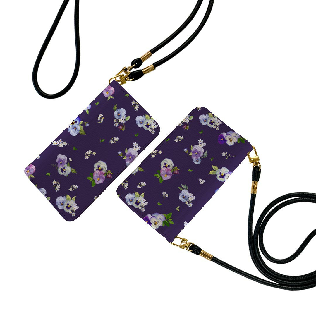 SHV47 AQUOS zero2 アクオス ゼロツー shv47 ストラップ付き ケース ショルダー スマホ 落下防止 手帳型 マグネット式 ピタッと閉まる スマホカバー 肩掛け 斜めかけ 010259 　花　紫(2.0)