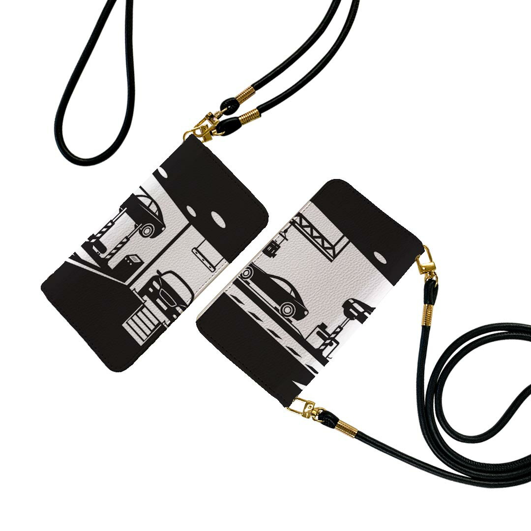 商品特徴・ショルダー付き手帳型スマホケース・シームレスな全面デザイン（内側は落ち着いたオフホワイト）・外側は高品質の人工革を使用・内側にはスマホを装着するケースが付属・機種専用のカメラホール仕様でケースを装着したままの撮影が可能・ワンセグや...