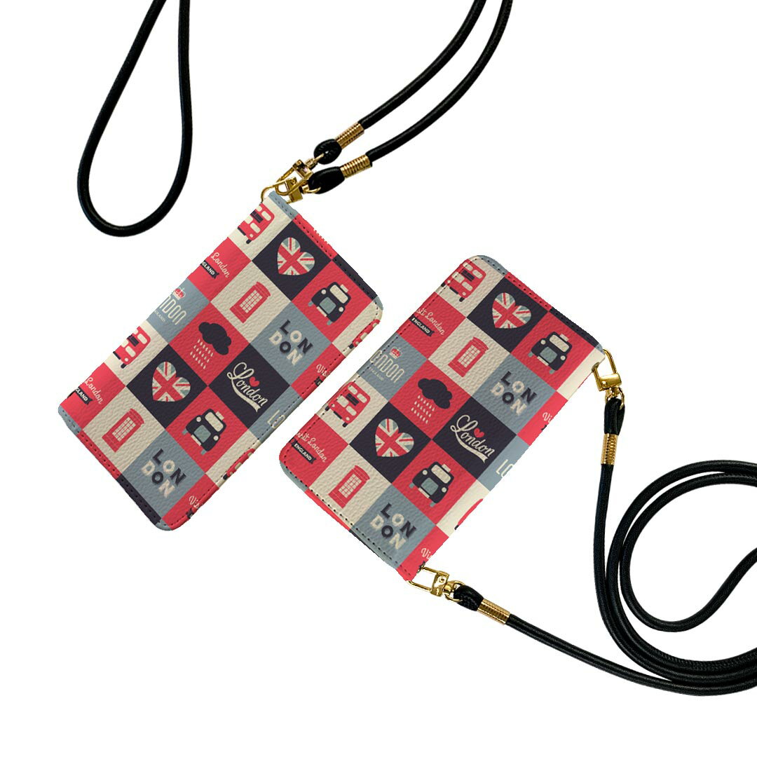 Galaxy S24 用 手帳型 ケース カバー SC-51E / SCG25 / SM-S921 共通対応 ストラップ付き ケース ショルダー スマホ 落下防止 手帳型 マグネット式 ピタッと閉まる スマホカバー 肩掛け 斜めかけ 010432 イギリス　国旗　ハート(2.0)