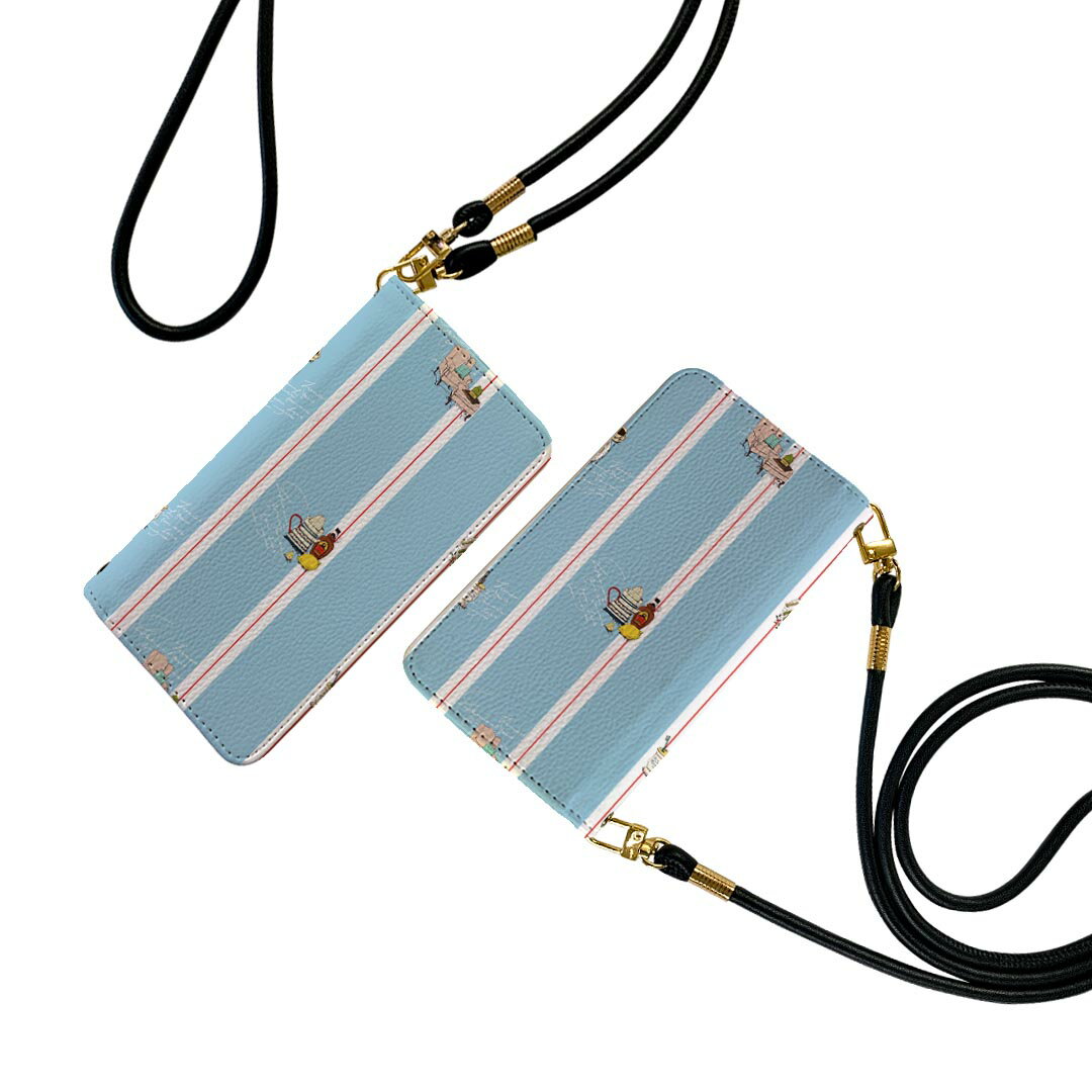 商品特徴・ショルダー付き手帳型スマホケース・シームレスな全面デザイン（内側は落ち着いたオフホワイト）・外側は高品質の人工革を使用・内側にはスマホを装着するケースが付属・機種専用のカメラホール仕様でケースを装着したままの撮影が可能・ワンセグや...