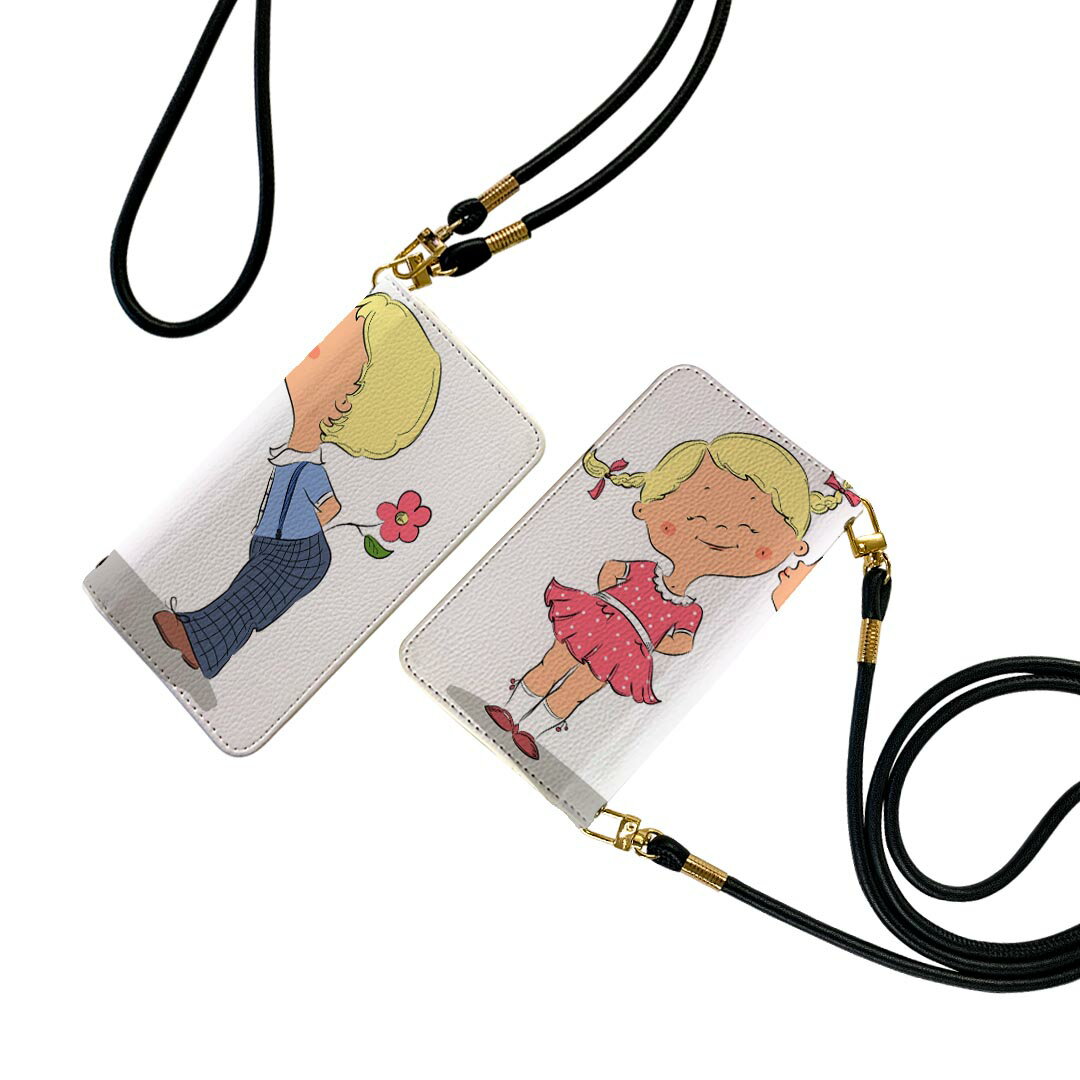 スマホケース 最新機種対応 スマホカバー 手帳型ストラップ付き ケース ショルダー スマホ 落下防止 手帳型 マグネット式 ピタッと閉まる ほぼ全機種対応 スマホカバー 肩掛け 斜めかけ 011293 キャラクター　花　人物
