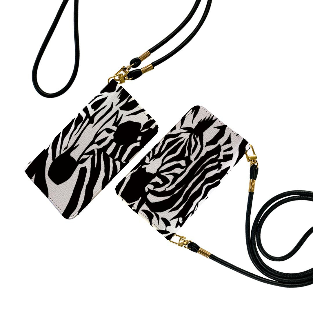 Galaxy A41 SCV48 ギャラクシー scv48 ストラップ付き ケース ショルダー スマホ 落下防止 手帳型 マグネット式 ピタッと閉まる スマホカバー 肩掛け 斜めかけ 011579 ゼブラ柄 アニマル柄 動物