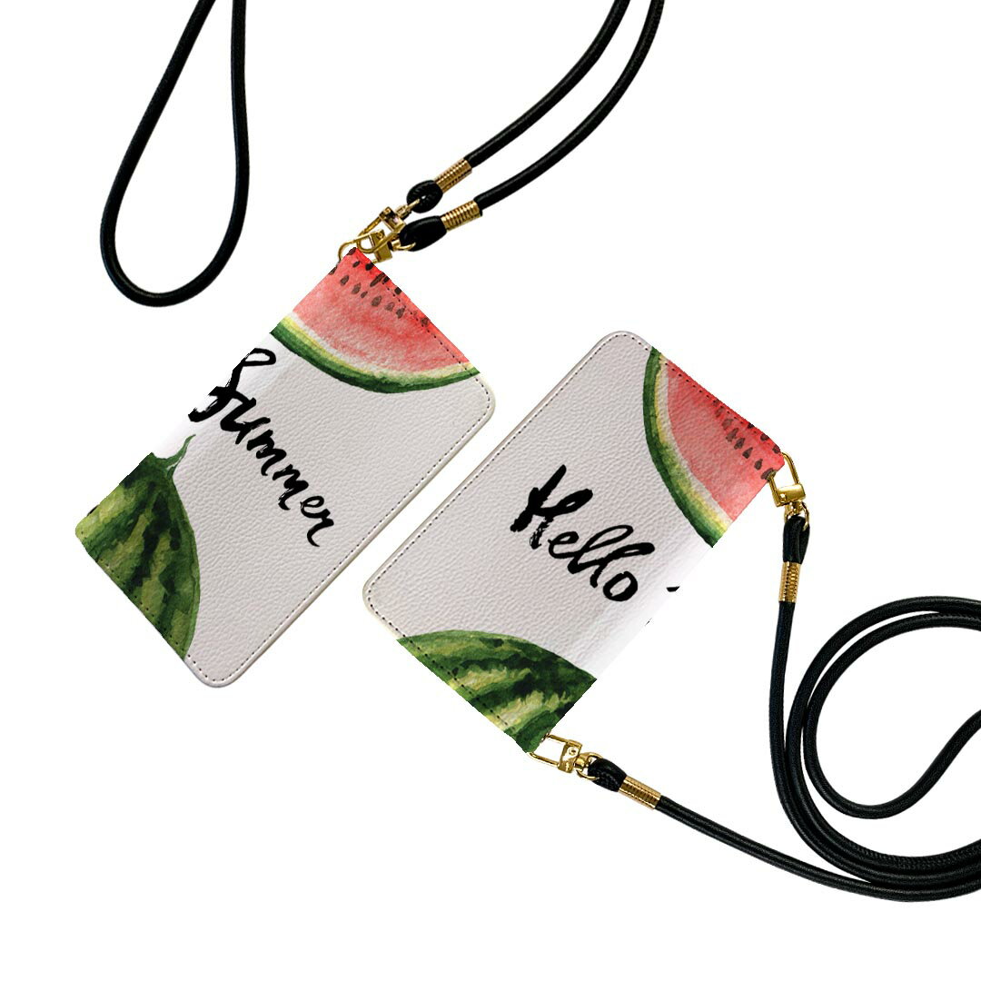 Galaxy S24 用 手帳型 ケース カバー SC-51E / SCG25 / SM-S921 共通対応 ストラップ付き ケース ショルダー スマホ 落下防止 手帳型 マグネット式 ピタッと閉まる スマホカバー 肩掛け 斜めかけ 012062 英語 スイカ 果物