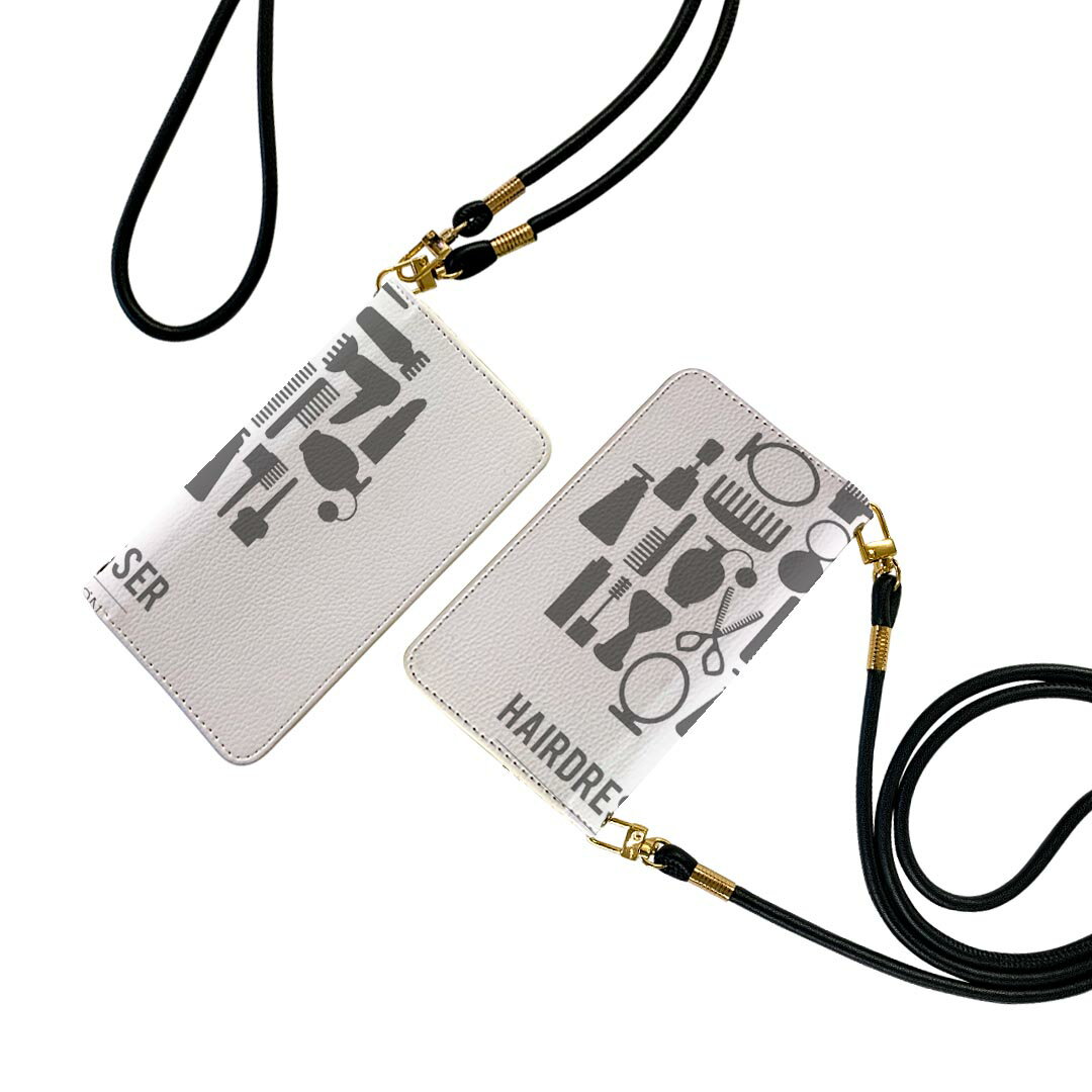 Galaxy S21 5G SC-51B ギャラクシー ストラップ付き sc51b ケース ショルダー スマホ 落下防止 手帳型 マグネット式 ピタッと閉まる スマホカバー 肩掛け 斜めかけ 013252 モノトーン　美容室　シルエットのサムネイル