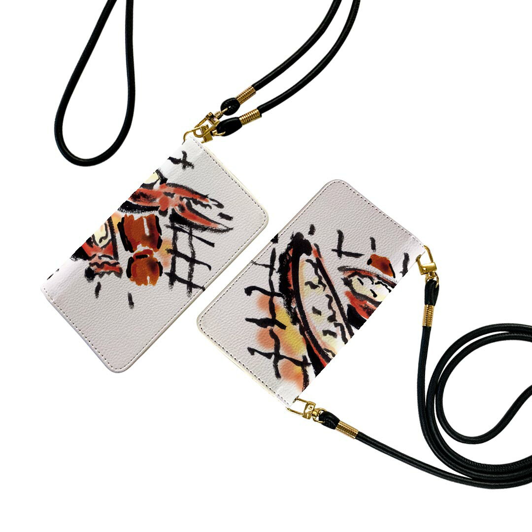 商品特徴・ショルダー付き手帳型スマホケース・シームレスな全面デザイン（内側は落ち着いたオフホワイト）・外側は高品質の人工革を使用・内側にはスマホを装着するケースが付属・機種専用のカメラホール仕様でケースを装着したままの撮影が可能・ワンセグや...