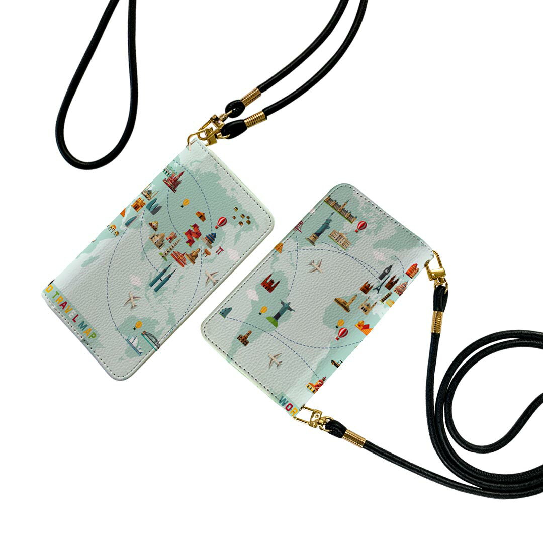 Rakuten - BASIO active3 KYG04 ベイシオ アクティブ3 用 手帳型ケース kyg04 ストラップ付き ショルダー スマホ 落下防止 手帳型 マグネット式 ピタッと閉まる スマホカバー 肩掛け 斜めかけ 014129 世界地図　イラスト