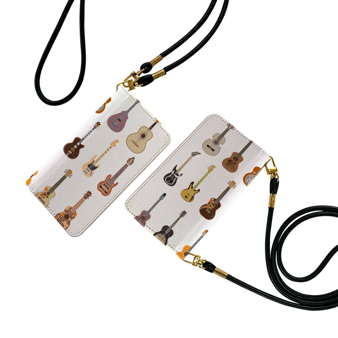 Galaxy S9 SC-02K ギャラクシー ストラップ付き sc02k ケース ショルダー スマホ 落下防止 手帳型 マグネット式 ピタッと閉まる スマホカバー 肩掛け 斜めかけ 014362 ギター　音楽　楽器