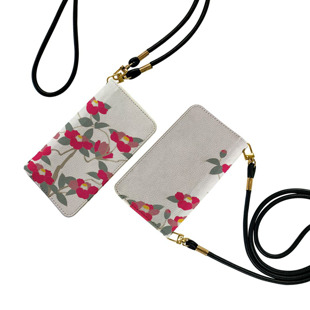 AQUOS Sense4 専用 ケース カバー SH-41A SH-RM15 SH-M15 A003SH 手帳型 ストラップ付き ショルダー スマホ 落下防止 手帳型 マグネット式 ピタッと閉まる 肩掛け 斜めかけ 014376 和風　和柄　花(2.0)