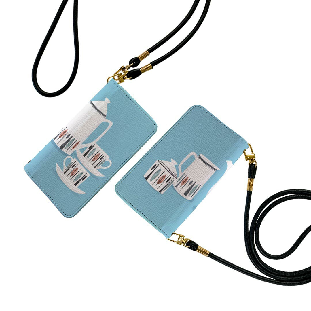 OPPO A54 5G 対応 OPG02 ストラップ付き oppoa54 ケース ショルダー スマホ 落下防止 手帳型 マグネット式 ピタッと閉まる スマホカバー 肩掛け 斜めかけ 014443 カフェ　マグカップ(2.0)