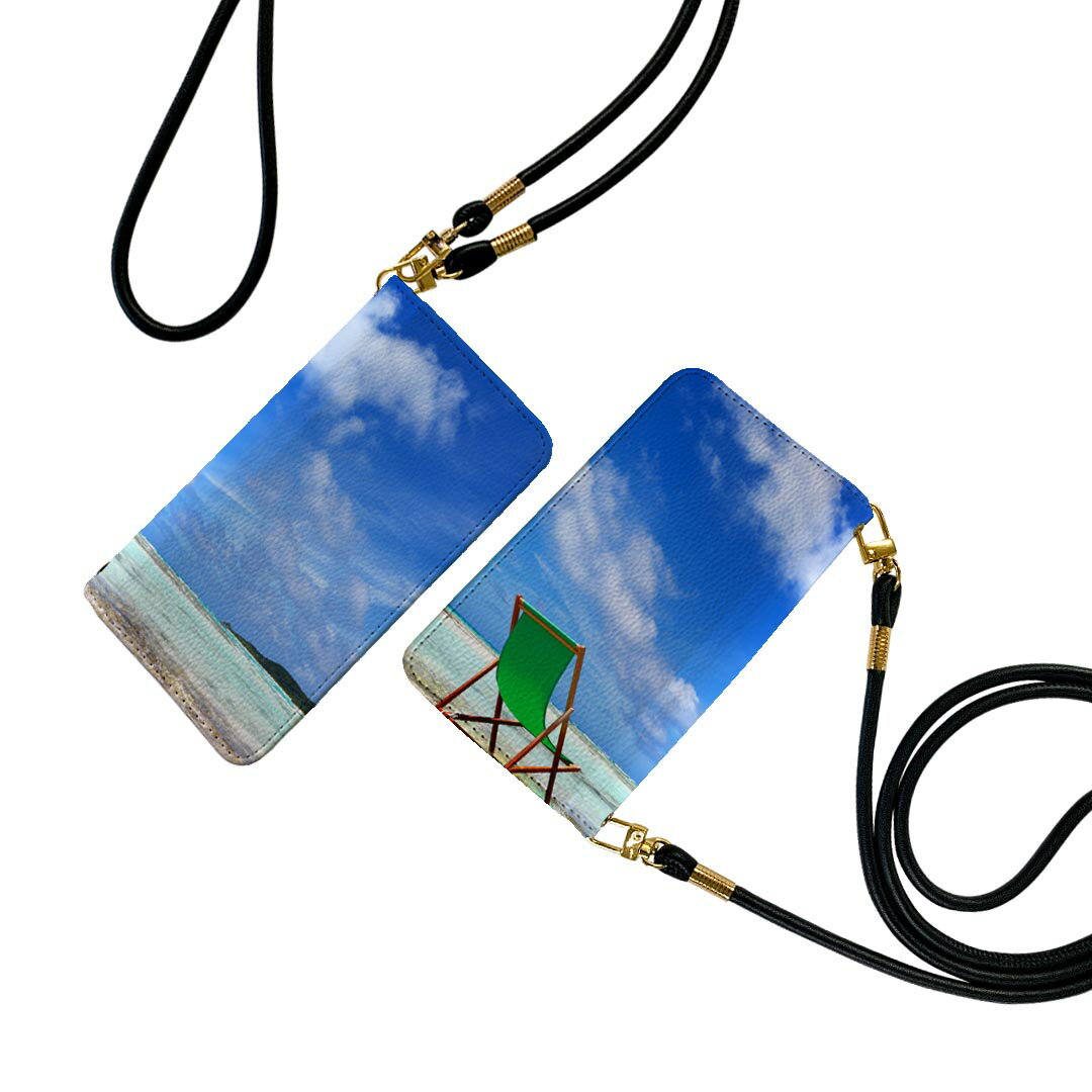 SC-03J Galaxy S8+ ギャラクシー エス エイト プラス sc03j ストラップ付き ケース ショルダー スマホ 落下防止 手帳型 マグネット式 ピタッと閉まる スマホカバー 肩掛け 斜めかけ 014937 景色 夏 海 自然