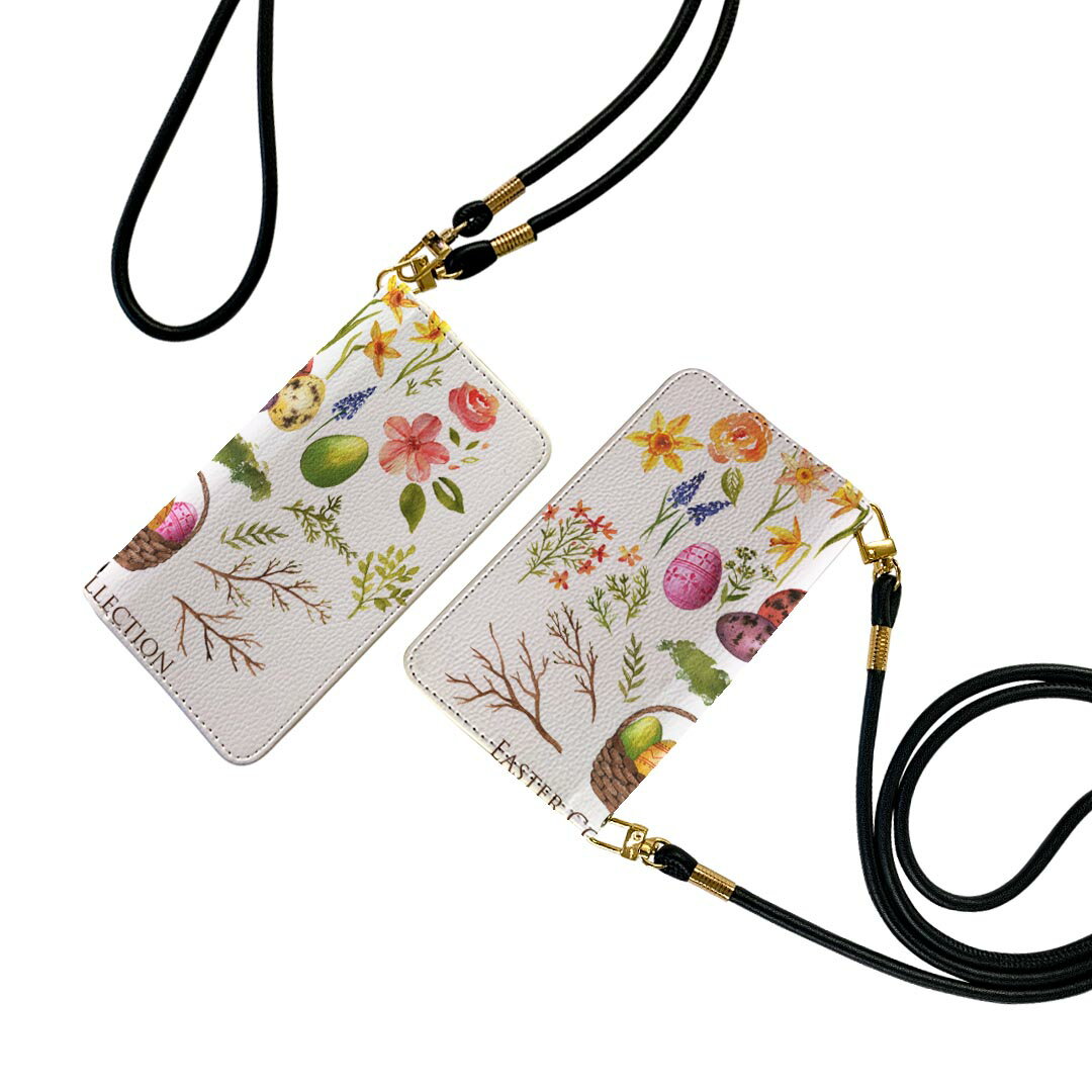 LG style3 L-41A ストラップ付き l41a ケース ショルダー スマホ 落下防止 手帳型 マグネット式 ピタッと閉まる スマホカバー 肩掛け 斜めかけ 015322 1 イースター たまご とり ケーキ パステル