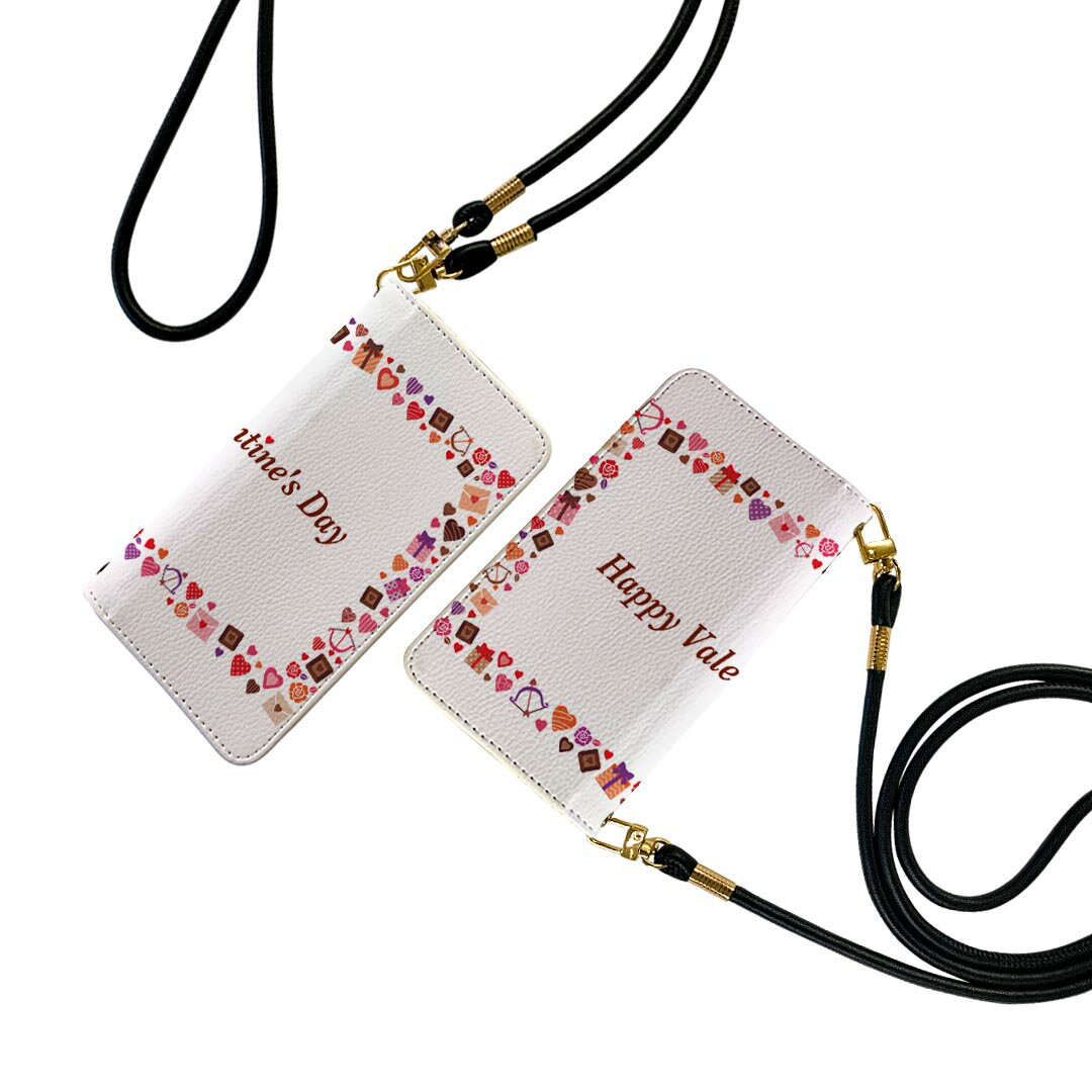 iPhoneSE ケース 第2世代 / 第3世代 iPhone 7 / iPhone 8 共通対応 アイフォーン iphone se ストラップ付き ケース ショルダー スマホ 落下防止 手帳型 マグネット式 ピタッと閉まる スマホカバー 肩掛け 斜めかけ 015563 バレンタイン　ハート　チョコ