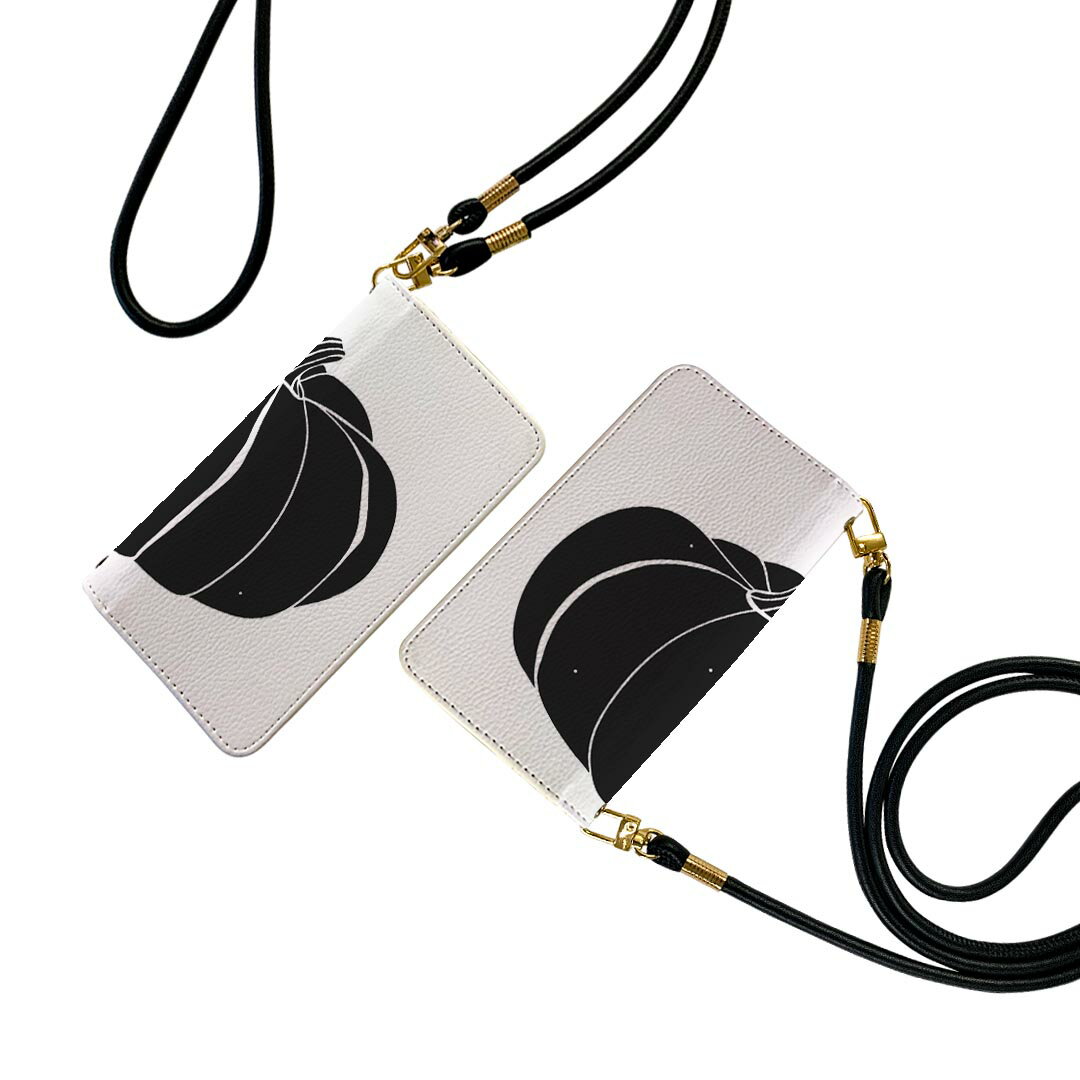 AQUOS sense7 SH-53C SHG10 用 共通対応 ケース カバー 手帳 sh53c ストラップ付き ケース ショルダー スマホ 落下防止 手帳型 マグネット式 ピタッと閉まる スマホカバー 肩掛け 斜めかけ 015741 かぼちゃ　食べ物　野菜　モノクロ