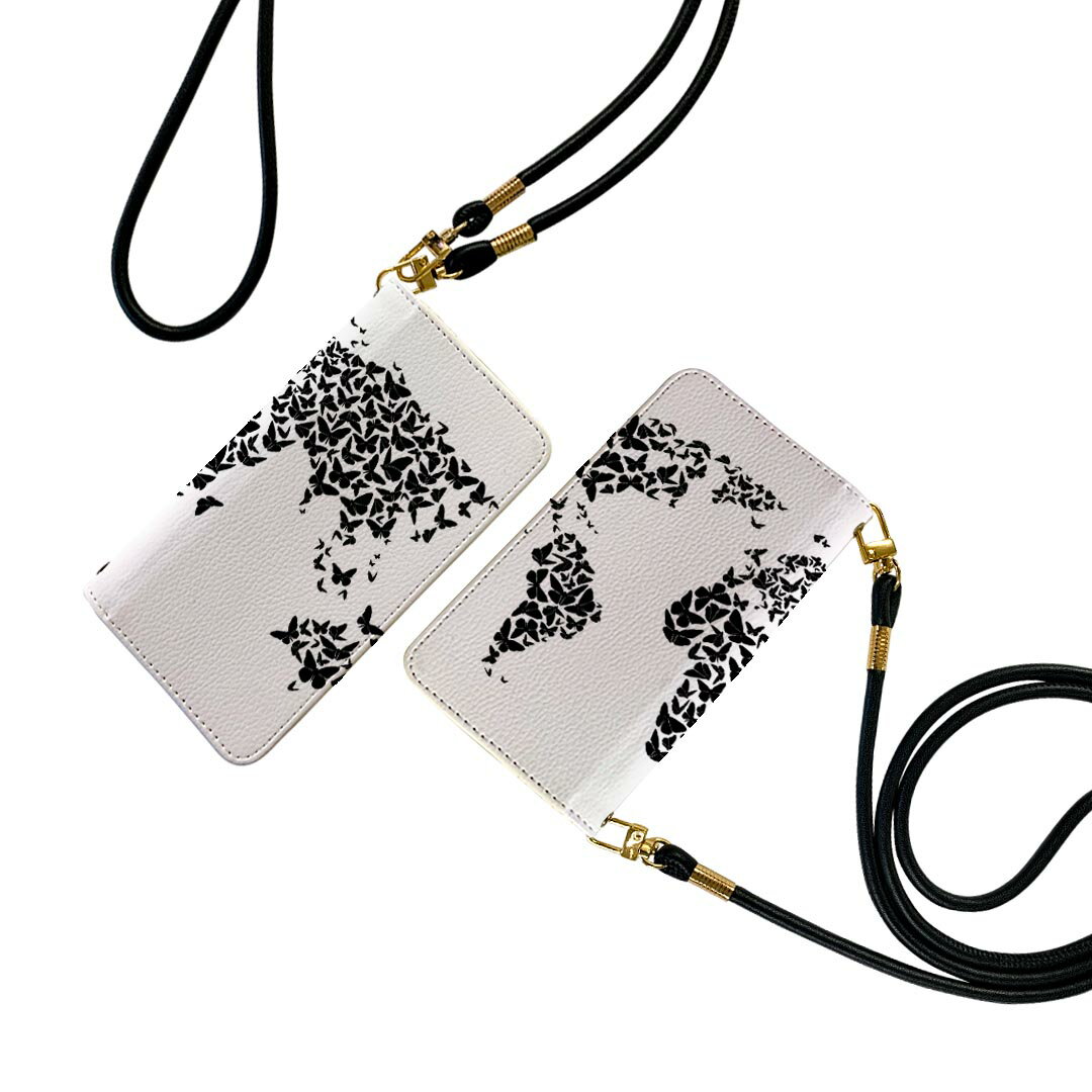 Arrows We F-51B FCG01 用 ケース カバー 手帳 f51d 共通対応 ストラップ付き ケース ショルダー スマホ 落下防止 手帳型 マグネット式 ピタッと閉まる スマホカバー 肩掛け 斜めかけ 016161 地図　世界地図