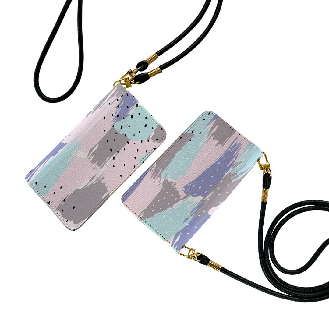 iPhone12 6.1インチ 専用 各キャリア iPhone 12 / iPhone12 Pro 共通対応 ストラップ付き ケース ショルダー スマホ 落下防止 手帳型 マグネット式 ピタッと閉まる スマホカバー 肩掛け 斜めかけ 016362 模様　北欧　手描き