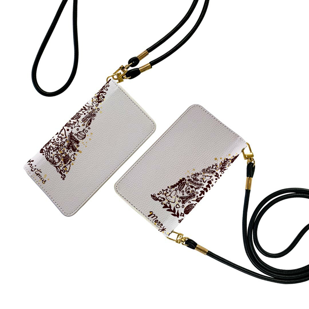 商品特徴・ショルダー付き手帳型スマホケース・シームレスな全面デザイン（内側は落ち着いたオフホワイト）・外側は高品質の人工革を使用・内側にはスマホを装着するケースが付属・機種専用のカメラホール仕様でケースを装着したままの撮影が可能・ワンセグや...