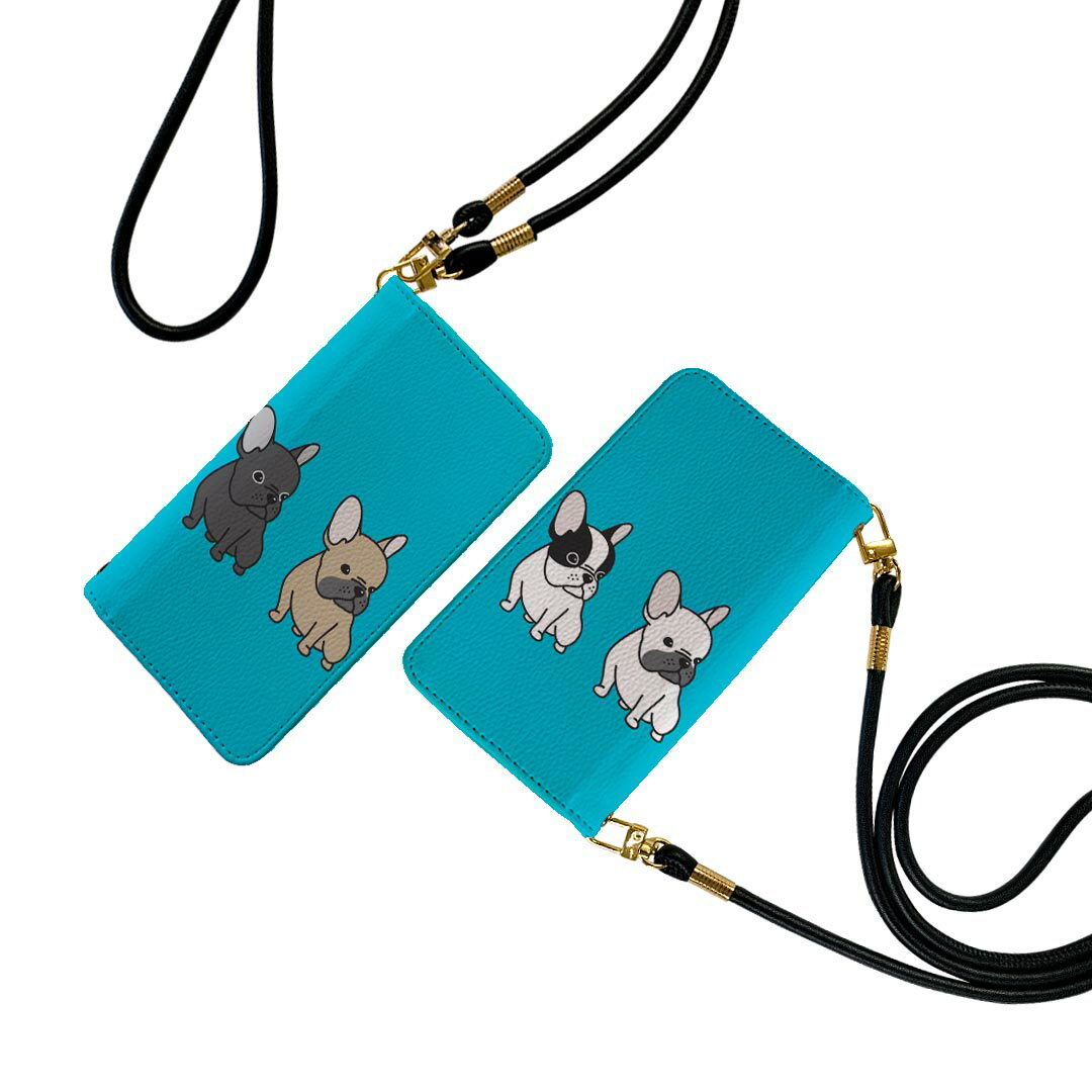 Xperia 1 III SO-51B エクスペリア so51b SOG03 共通対応 ストラップ付き ケース ショルダー スマホ 落下防止 手帳型 マグネット式 ピタッと閉まる スマホカバー 肩掛け 斜めかけ 016445 犬　イラスト　動物